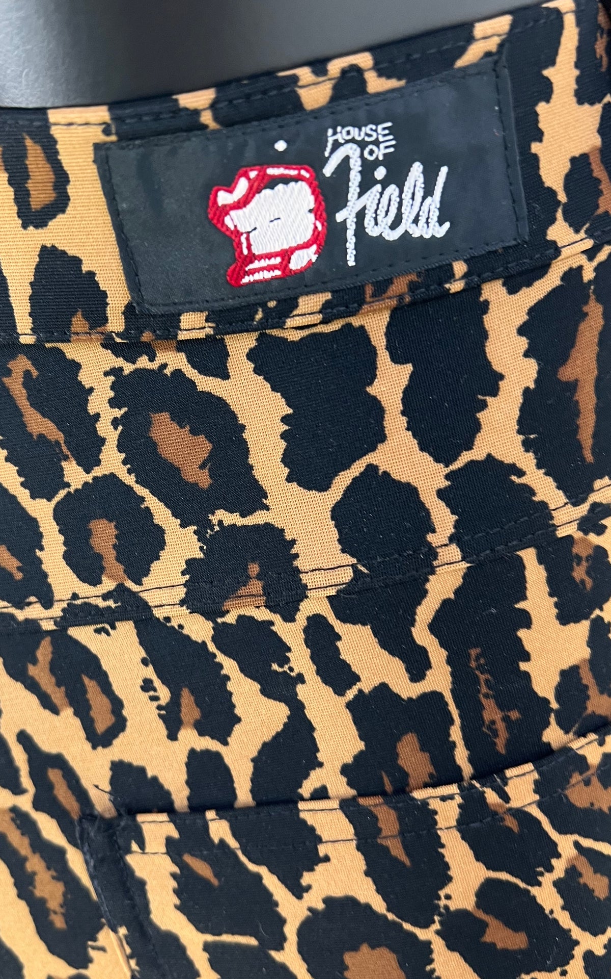 Vintage House of Field Leopard Print Disco Stretch Pants