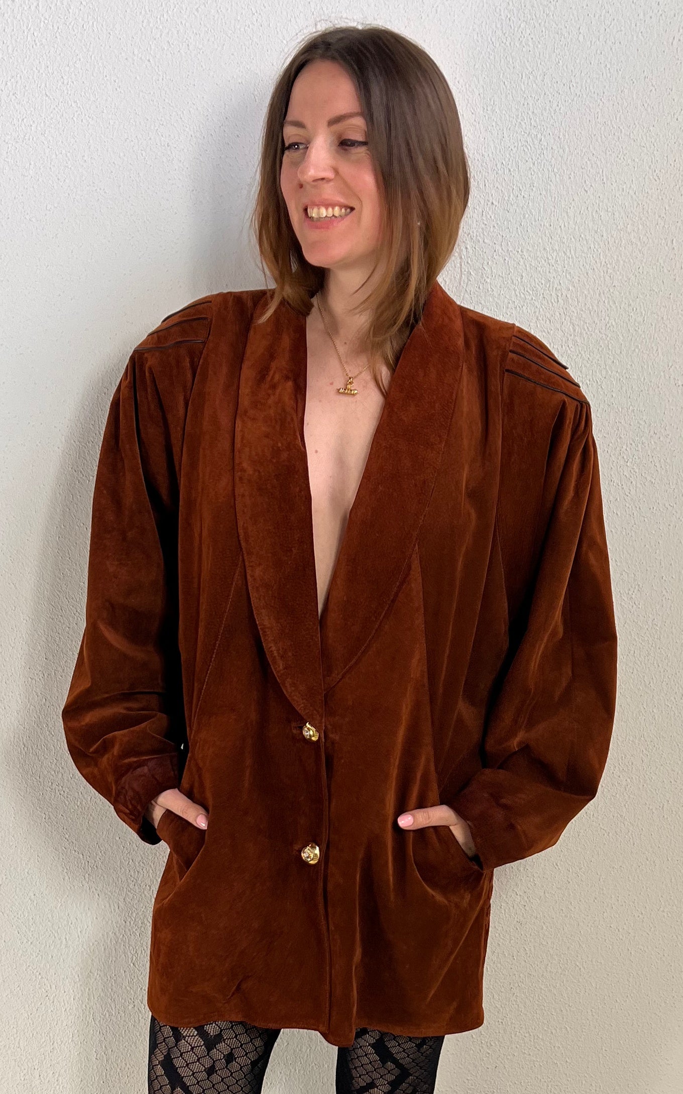 Vintage Chestnut Brown Suede Jacket