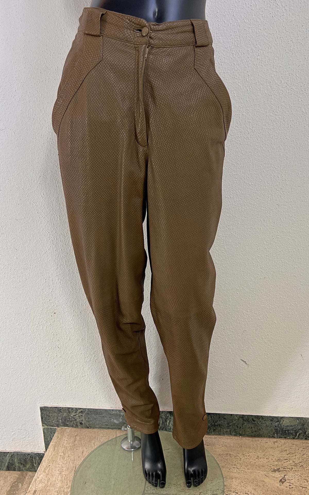 Genny Leather Trousers with Reptile Embossing