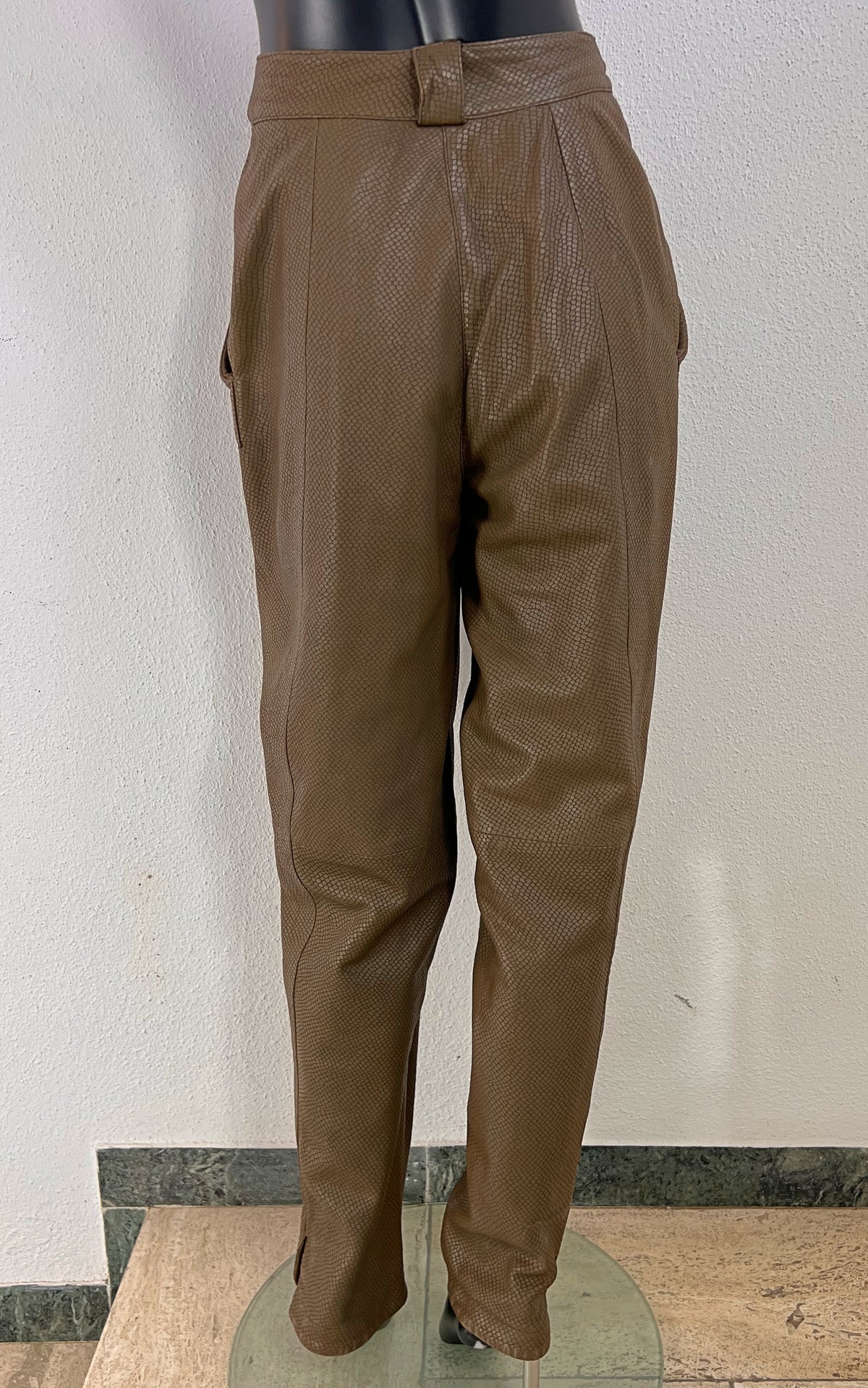 Genny Leather Trousers with Reptile Embossing