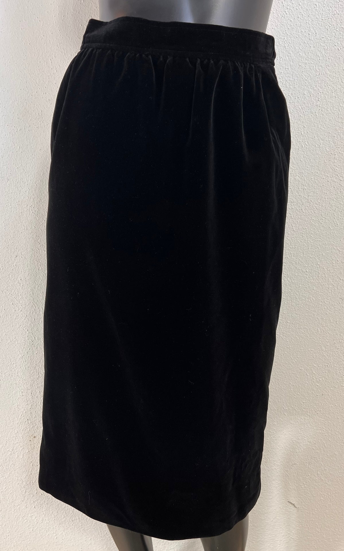Vintage Saint Laurent Rive Gauche Black Silk Velvet Skirt