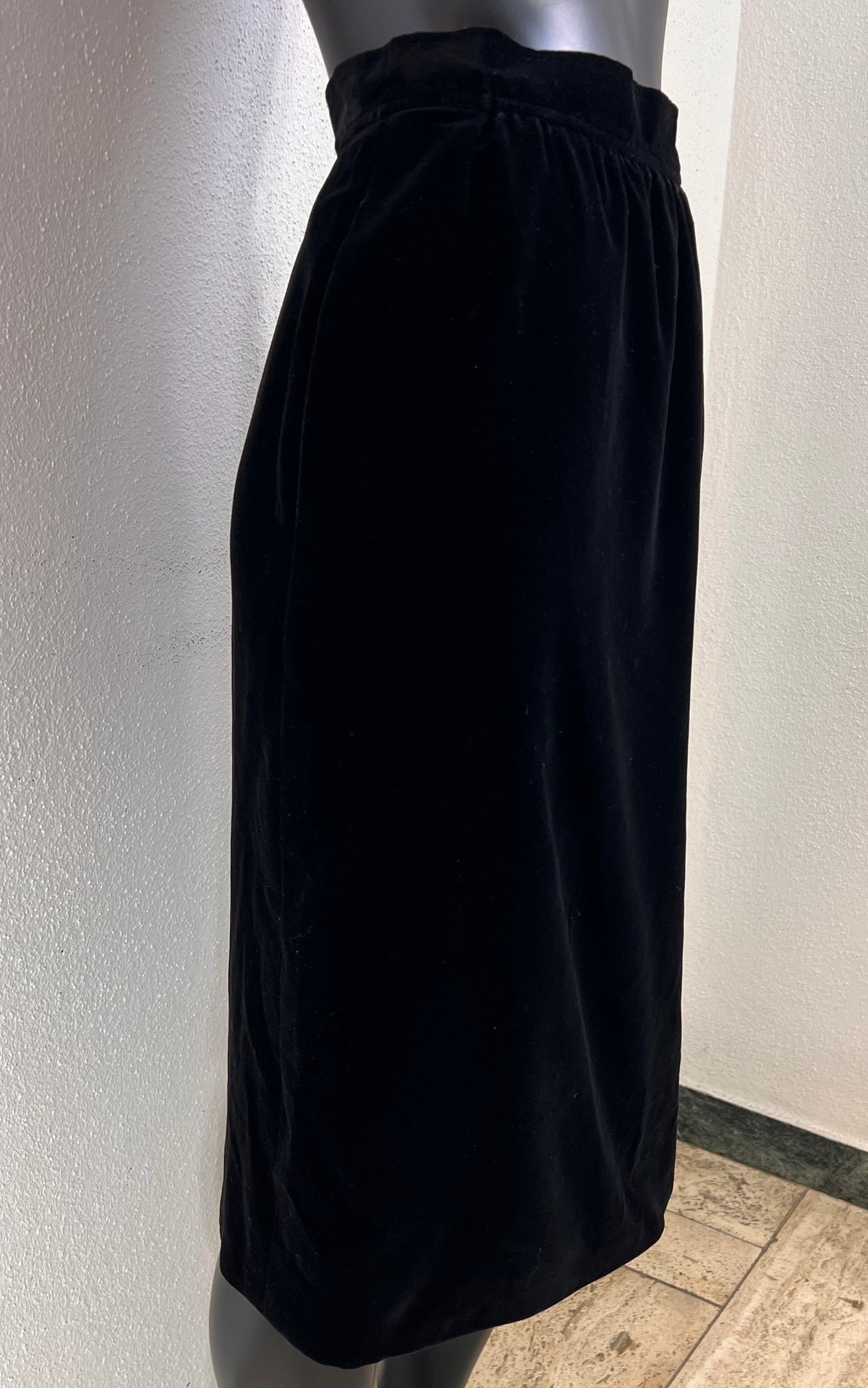 Vintage Saint Laurent Rive Gauche Black Silk Velvet Skirt