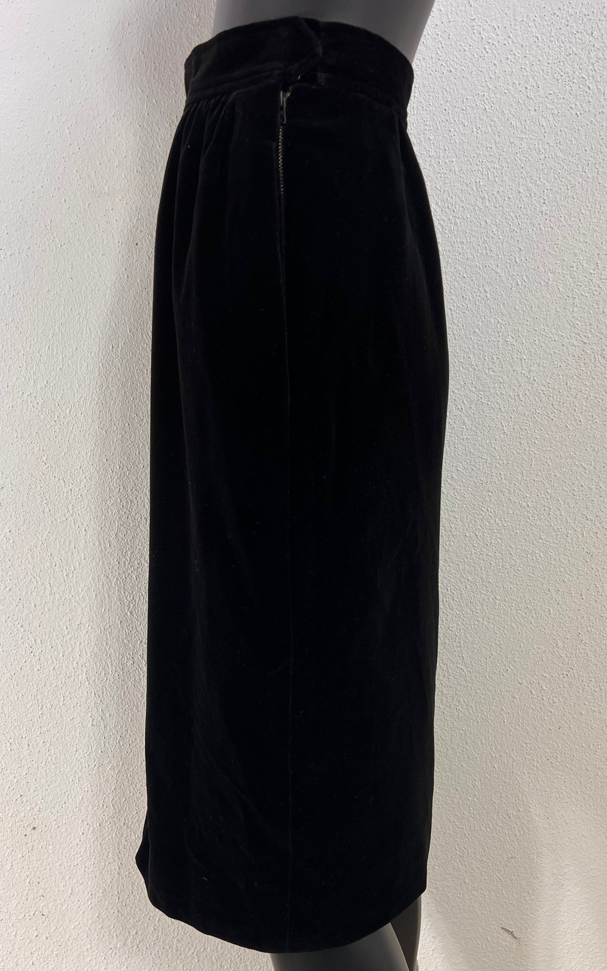 Vintage Saint Laurent Rive Gauche Black Silk Velvet Skirt