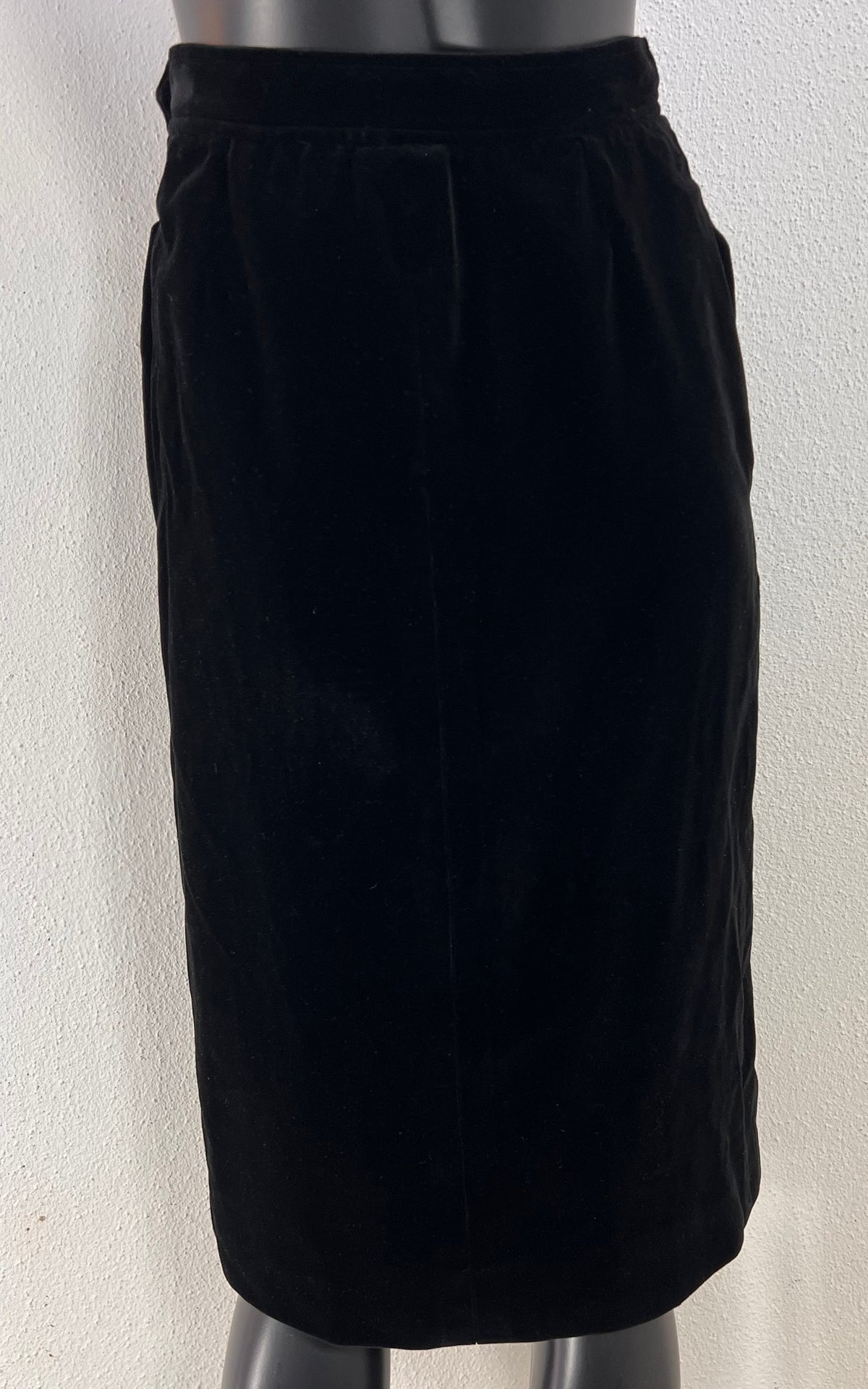 Vintage Saint Laurent Rive Gauche Black Silk Velvet Skirt