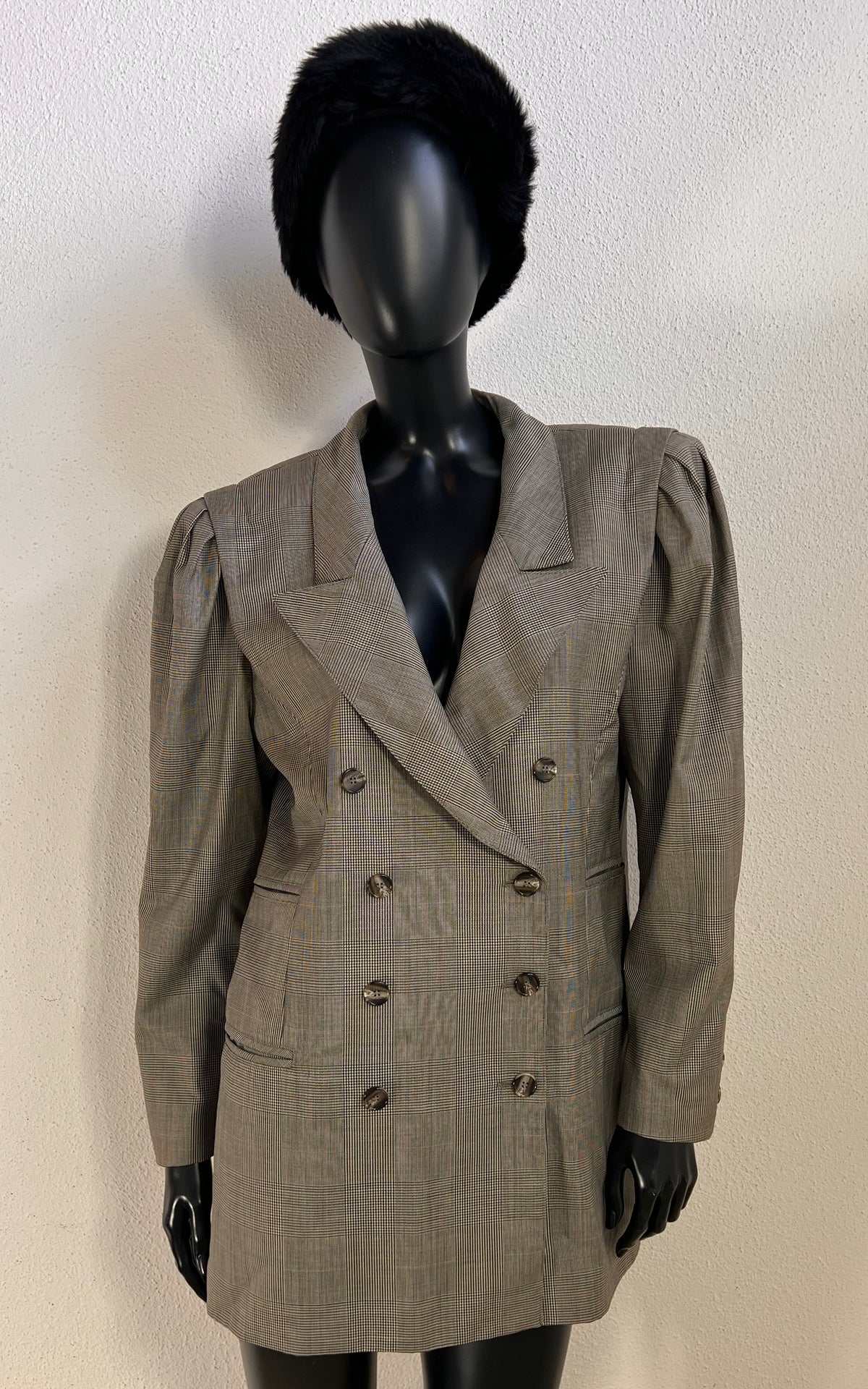 Vintage Rena Lange Glen Check Wool Blazer