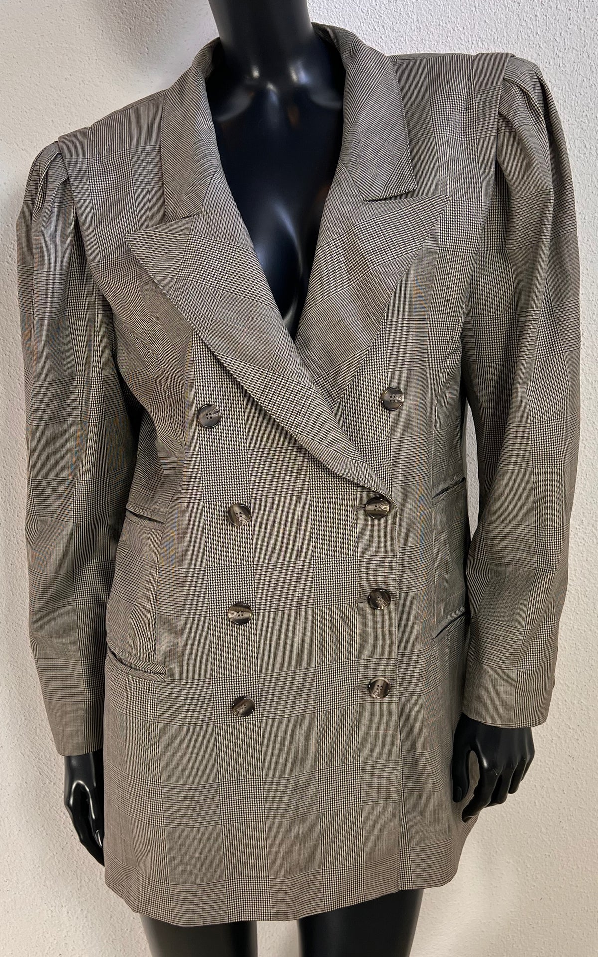 Vintage Rena Lange Glen Check Wool Blazer