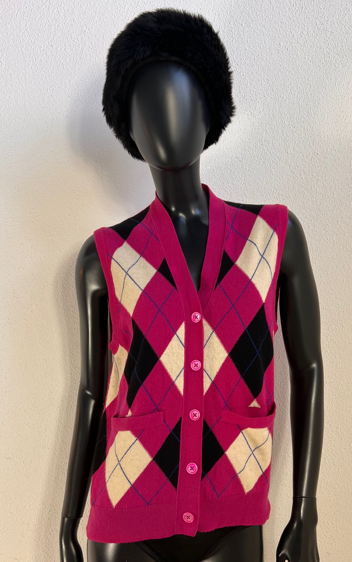 Vintage Saint Laurent Rive Gauche Cashmere Argyle Vest