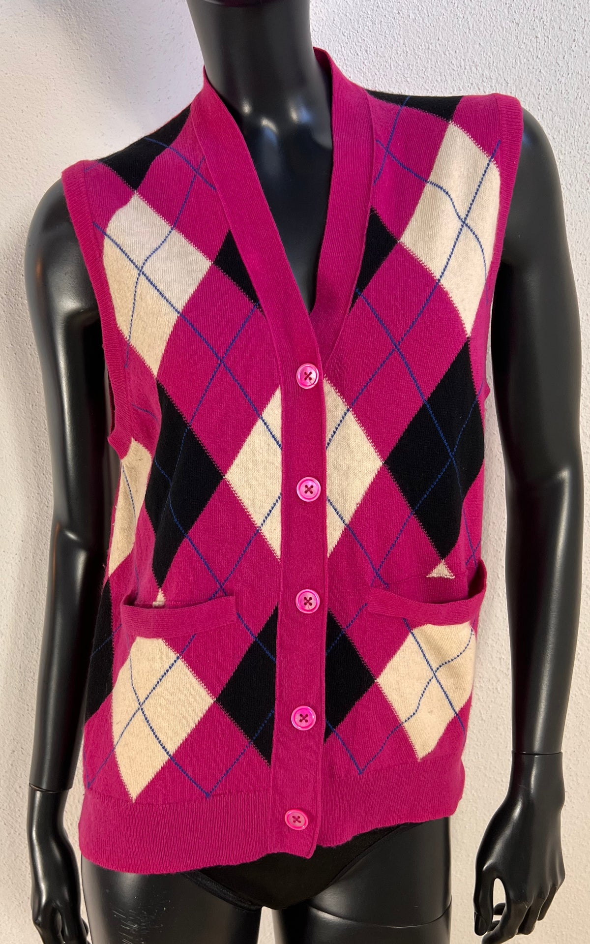 Vintage Saint Laurent Rive Gauche Cashmere Argyle Vest