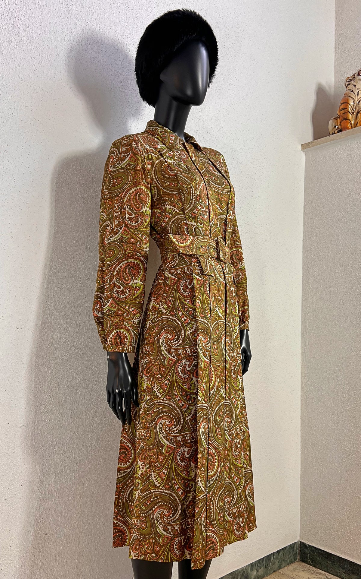 Vintage 70s Paisley Silk Dress