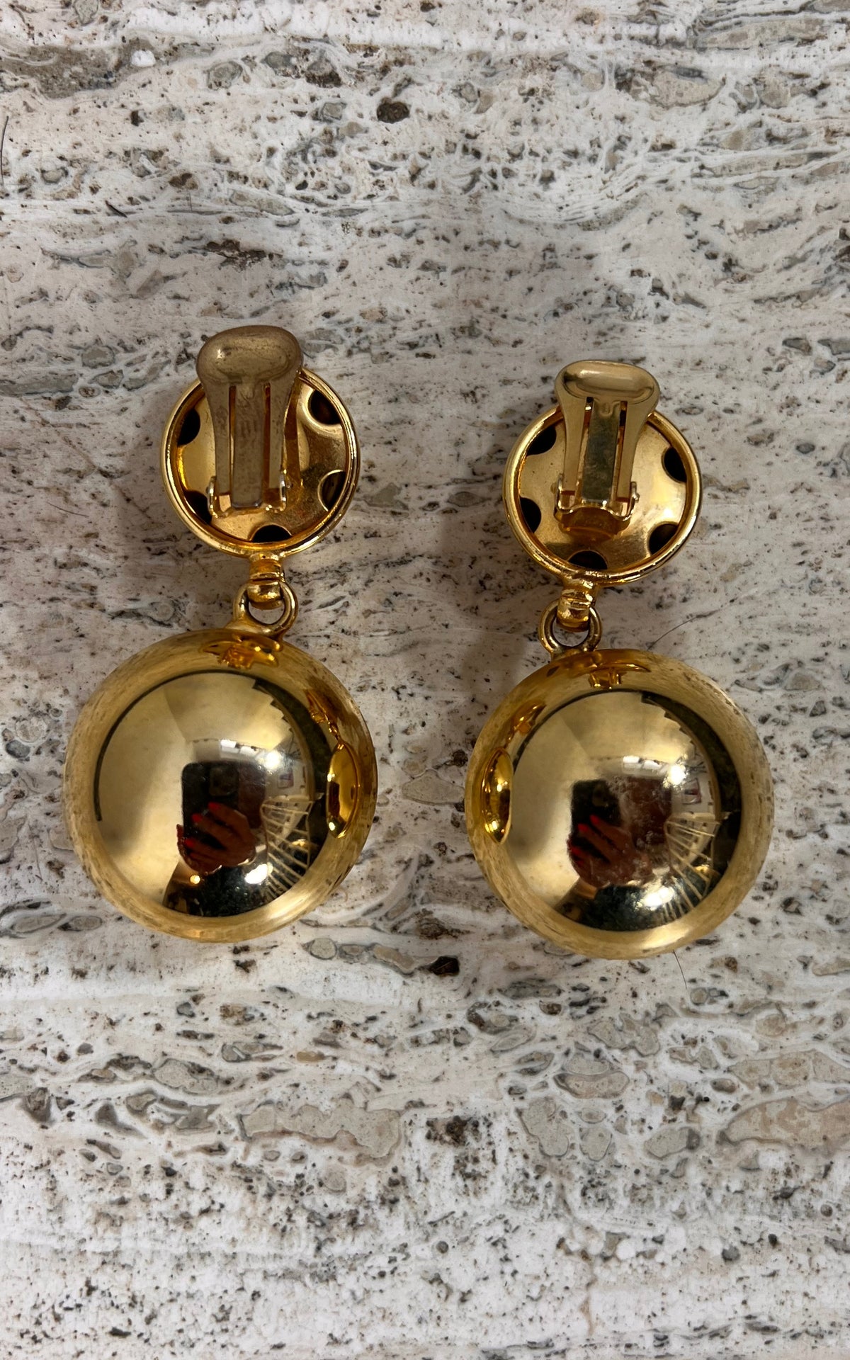 Vintage 90s Gold-Tone Double Ball Clip-On Earrings