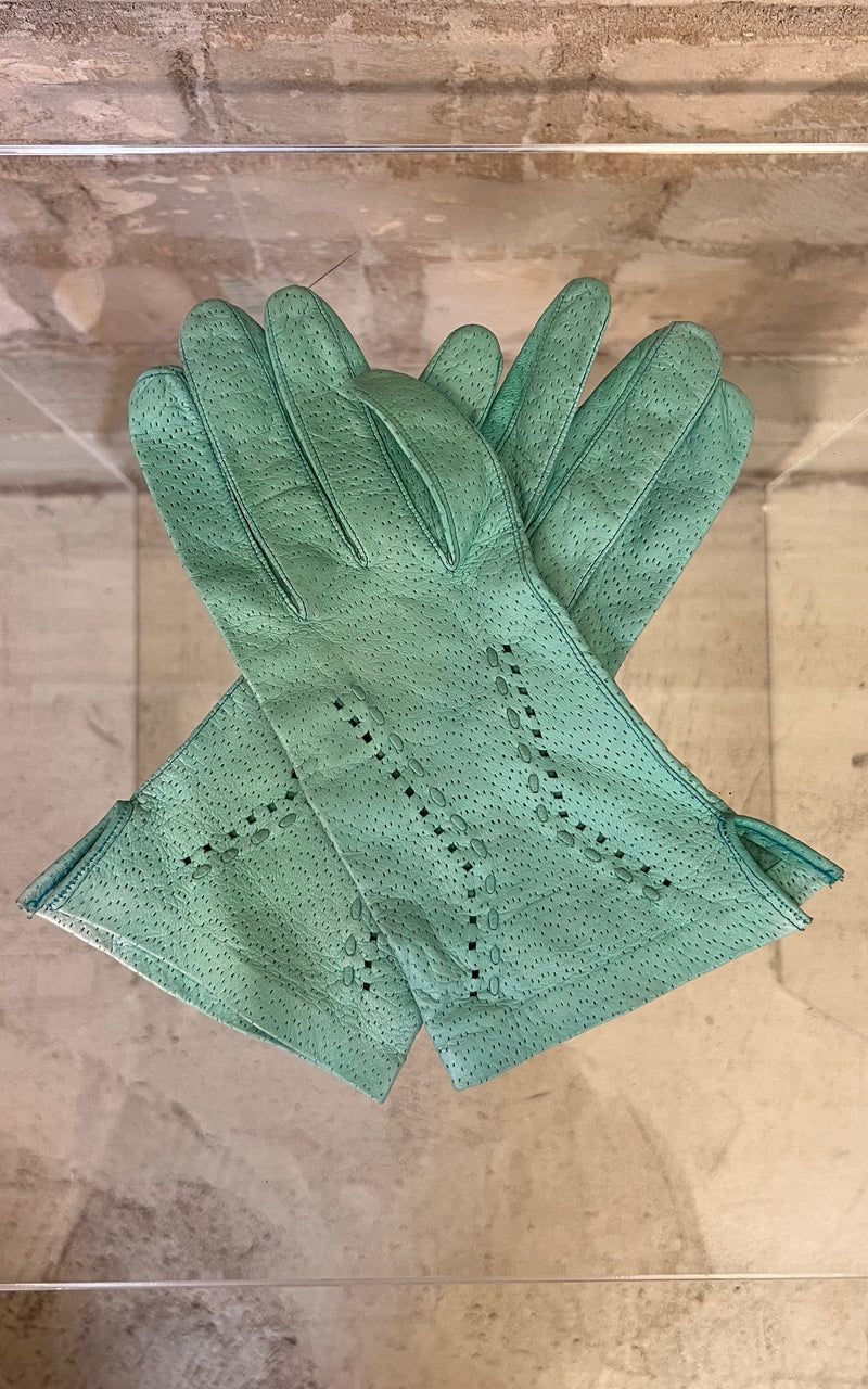 Vintage Turquoise Fine Leather Gloves