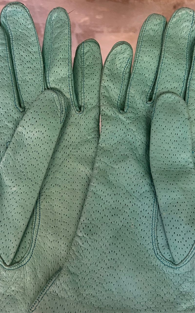 Vintage Turquoise Fine Leather Gloves