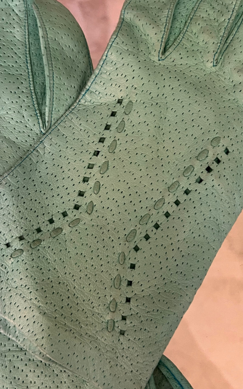 Vintage Turquoise Fine Leather Gloves