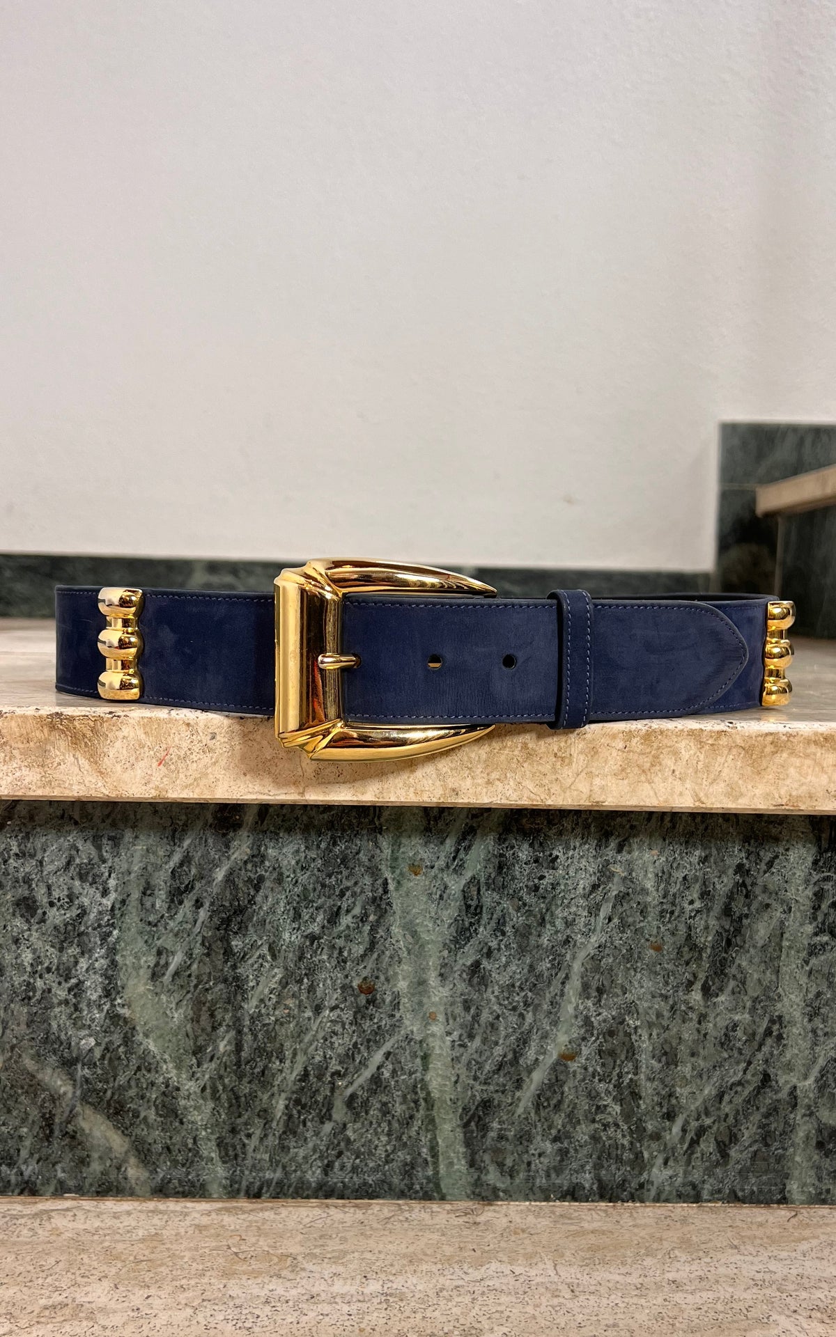 Vintage 90s Escada Navy Suede Statement Belt