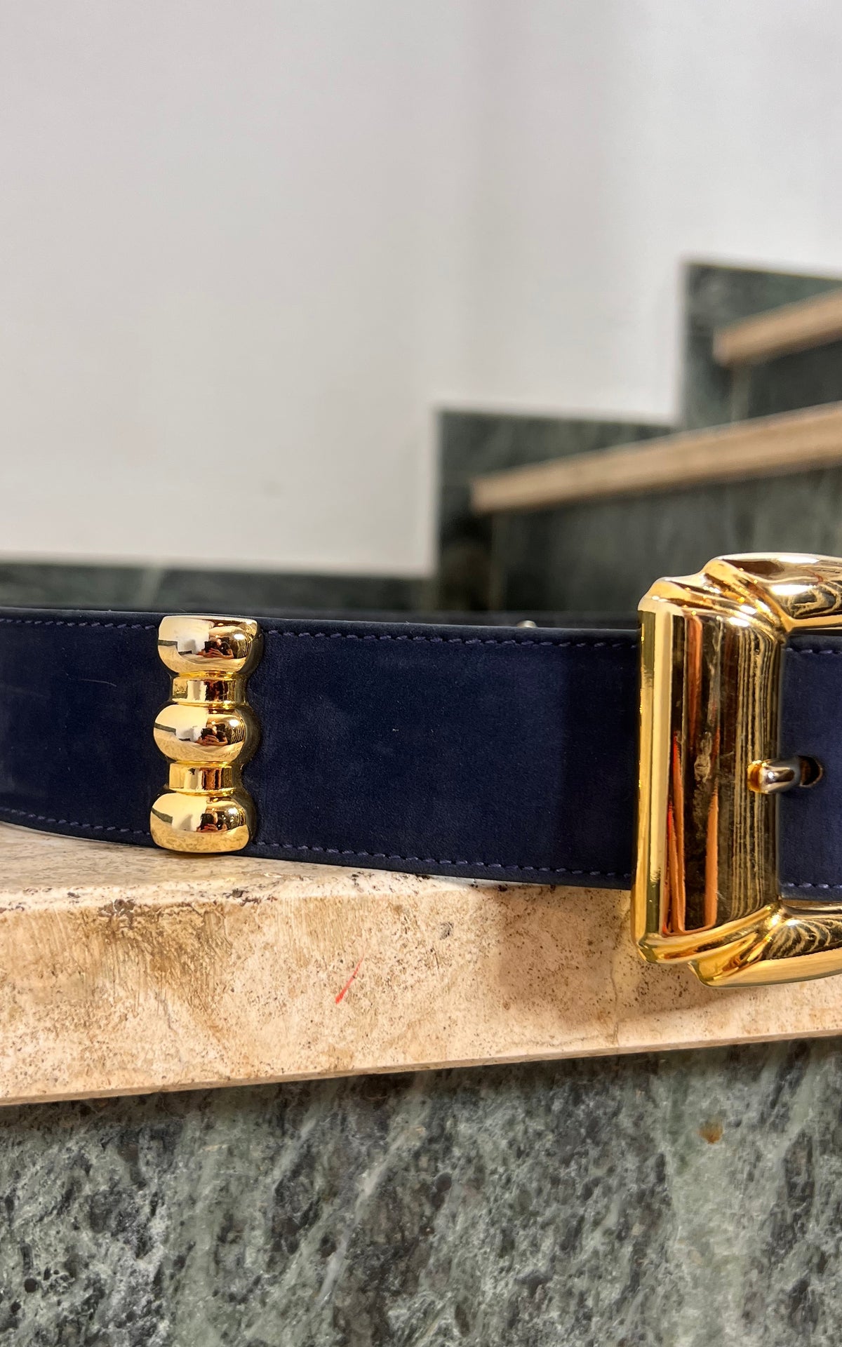 Vintage 90s Escada Navy Suede Statement Belt