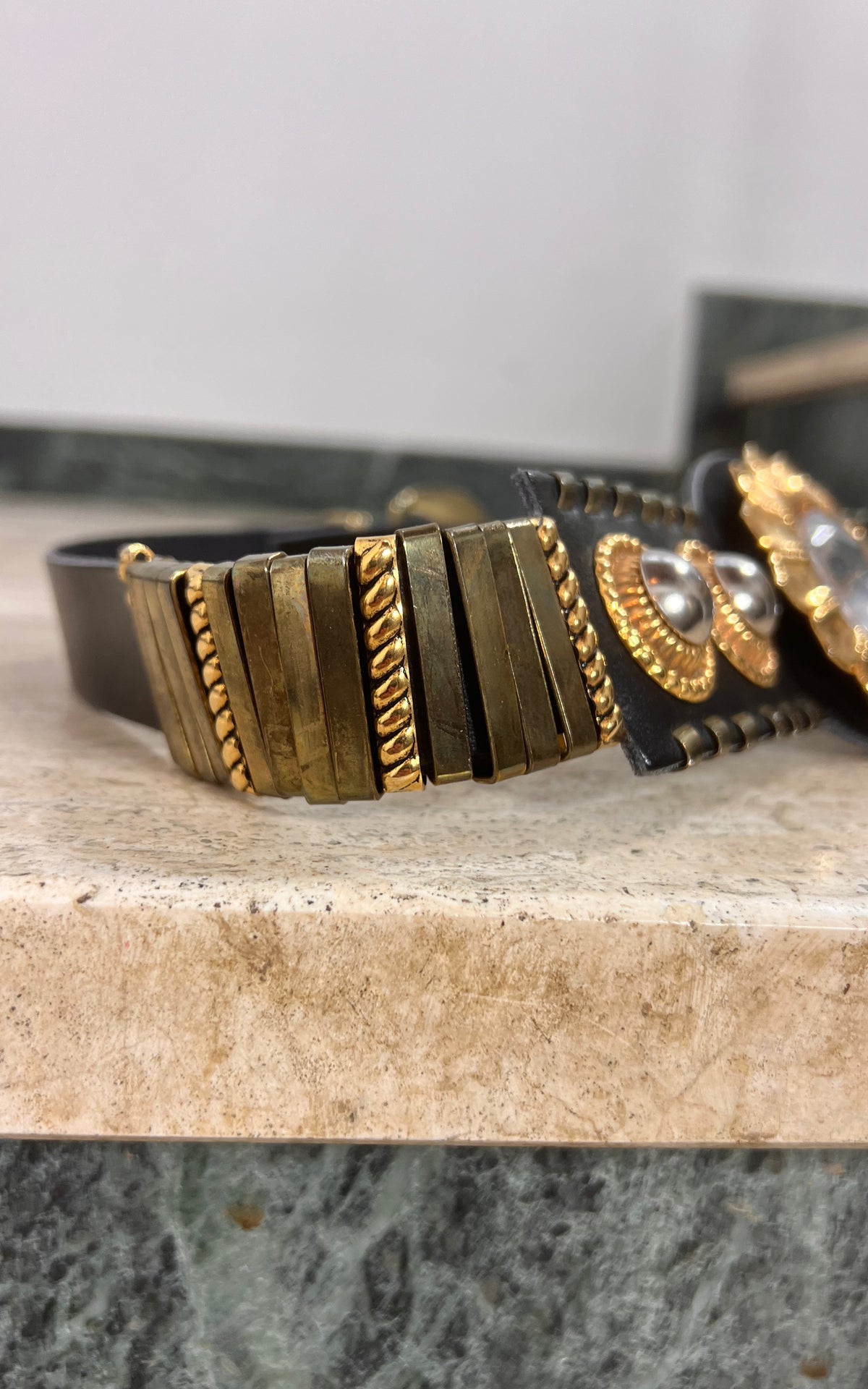 Vintage 80s Statement Belt with Floral Jewel Detail