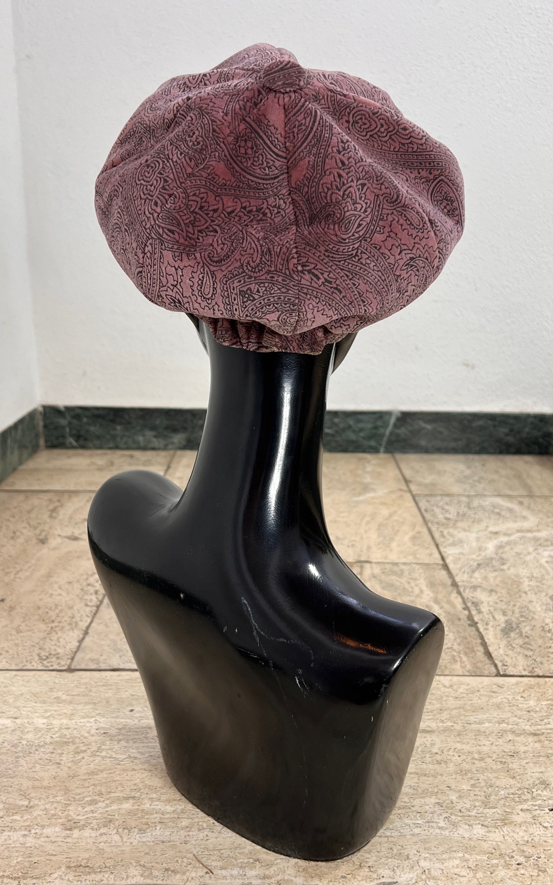Vintage Paisley Velvet Baker Boy Hat