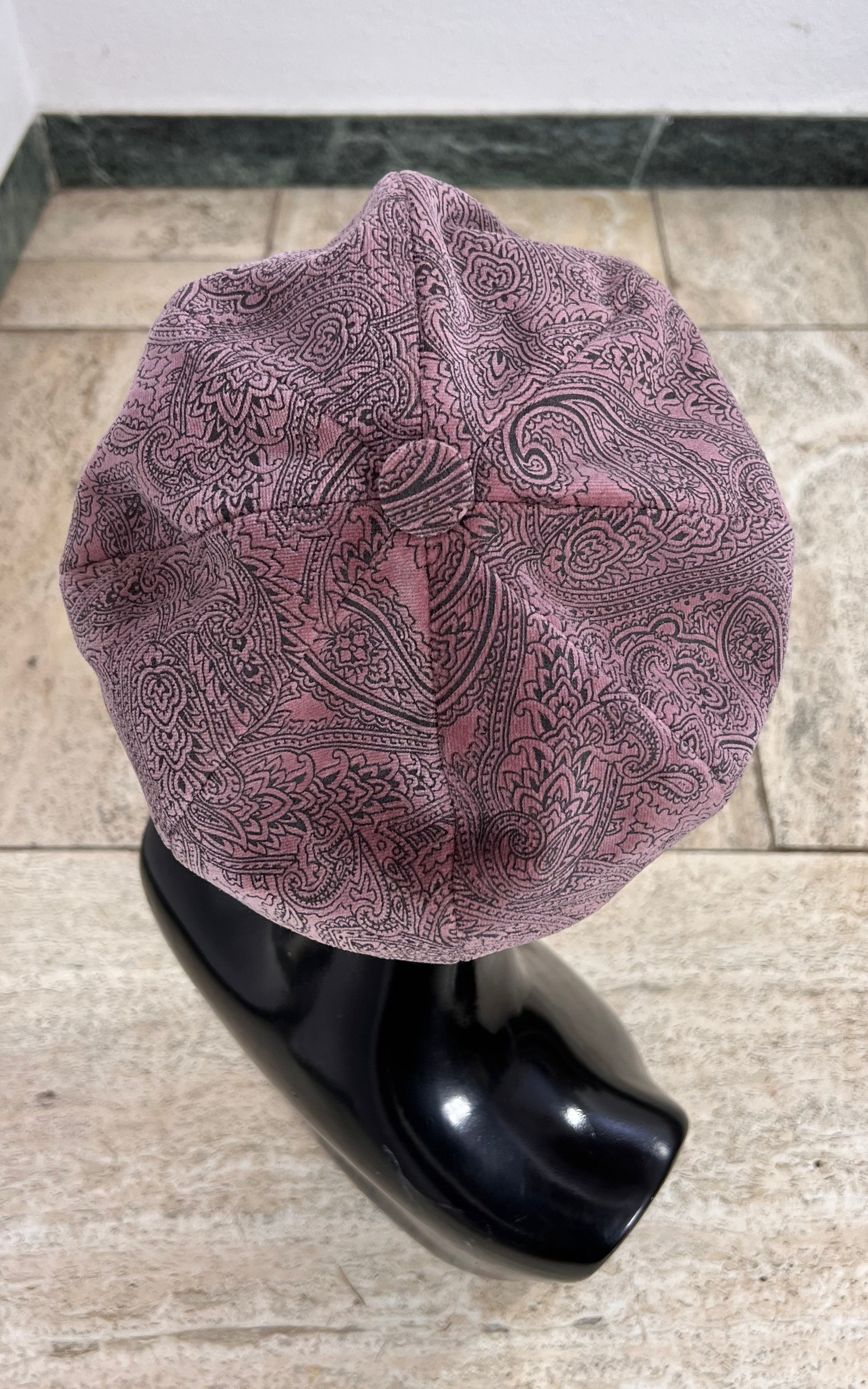 Vintage Paisley Velvet Baker Boy Hat
