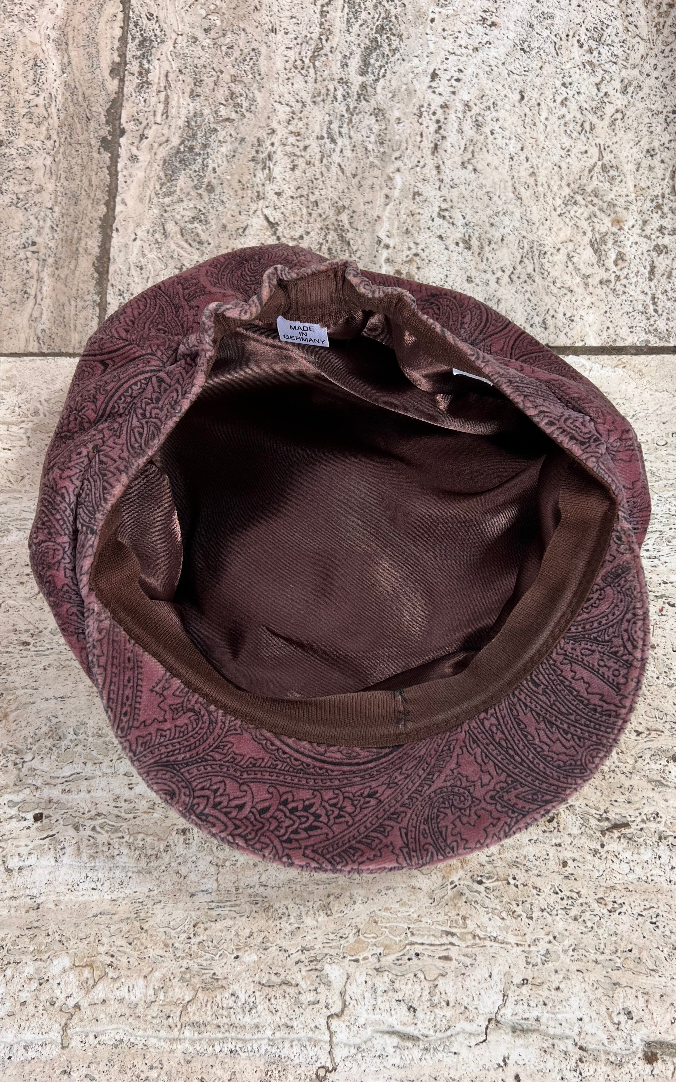 Vintage Paisley Velvet Baker Boy Hat