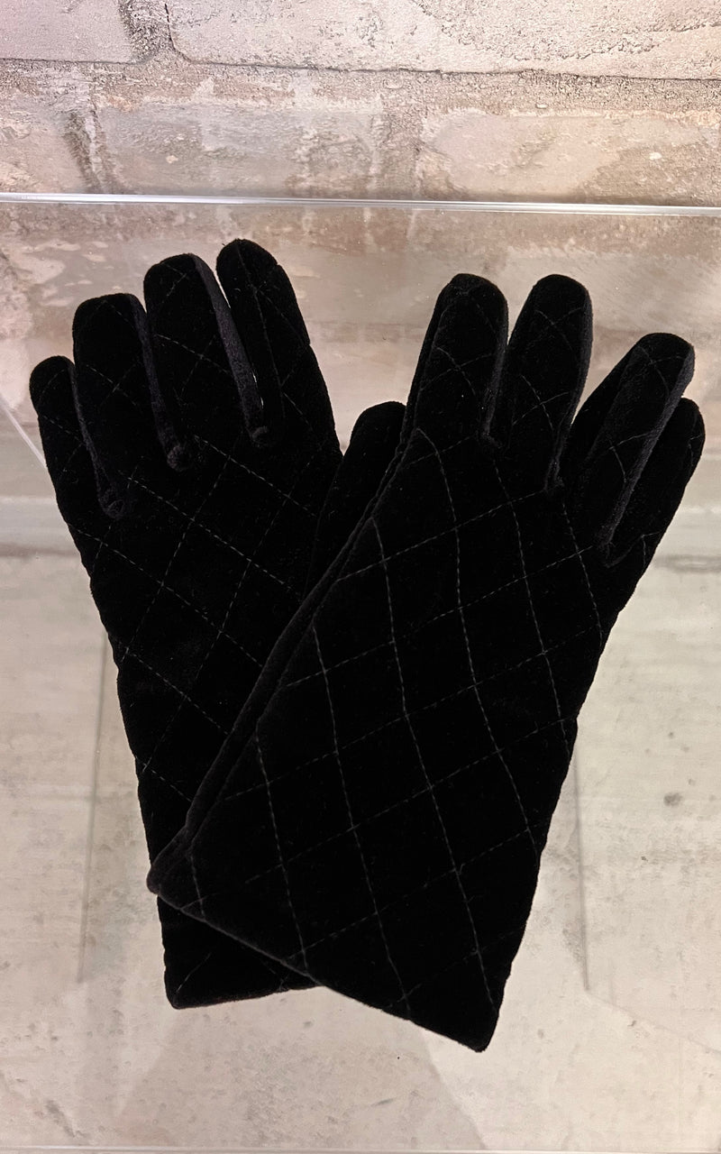 Vintage Quilted Velvet Mittens