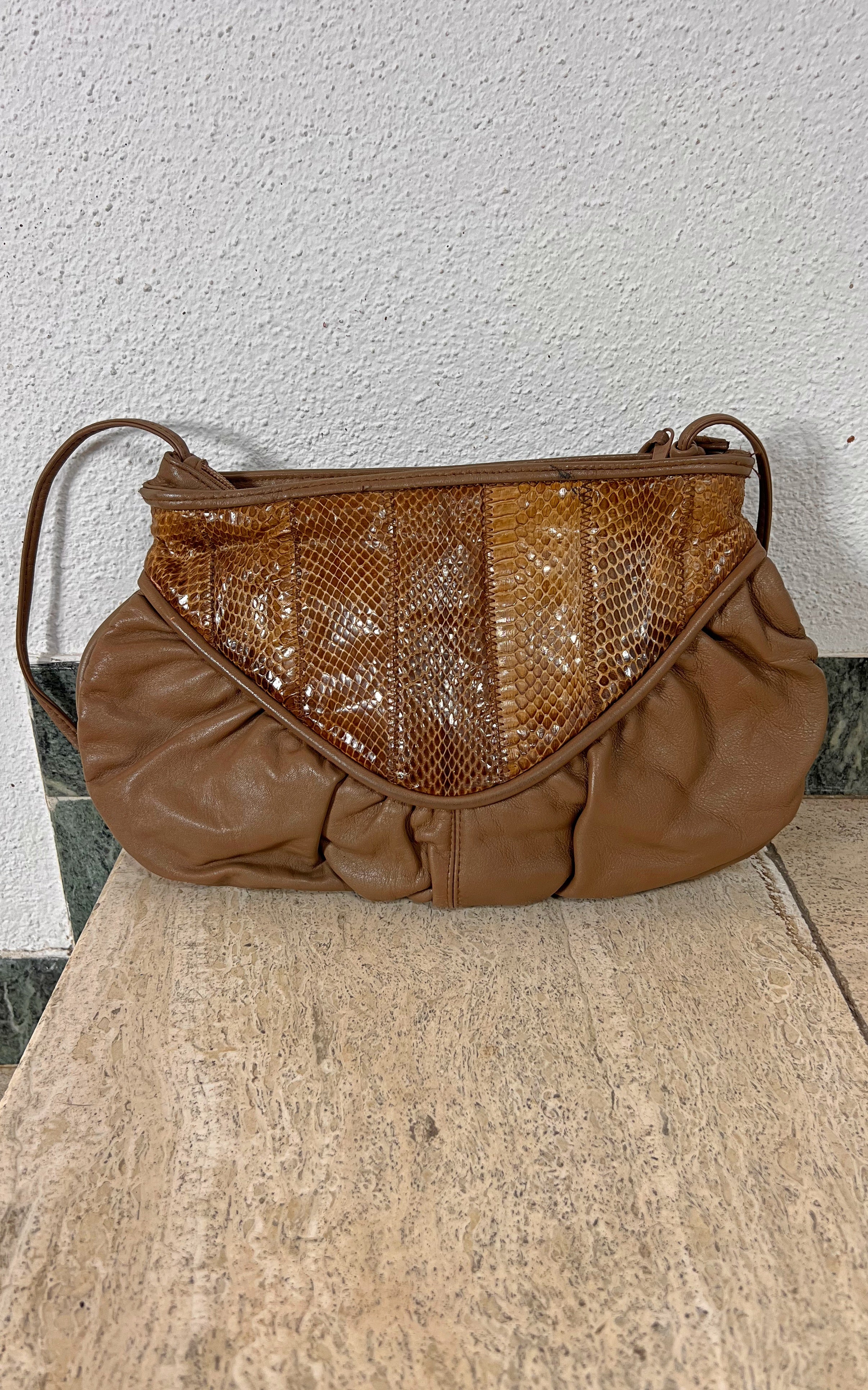 Vintage 80s Snakeskin Pouch Bag