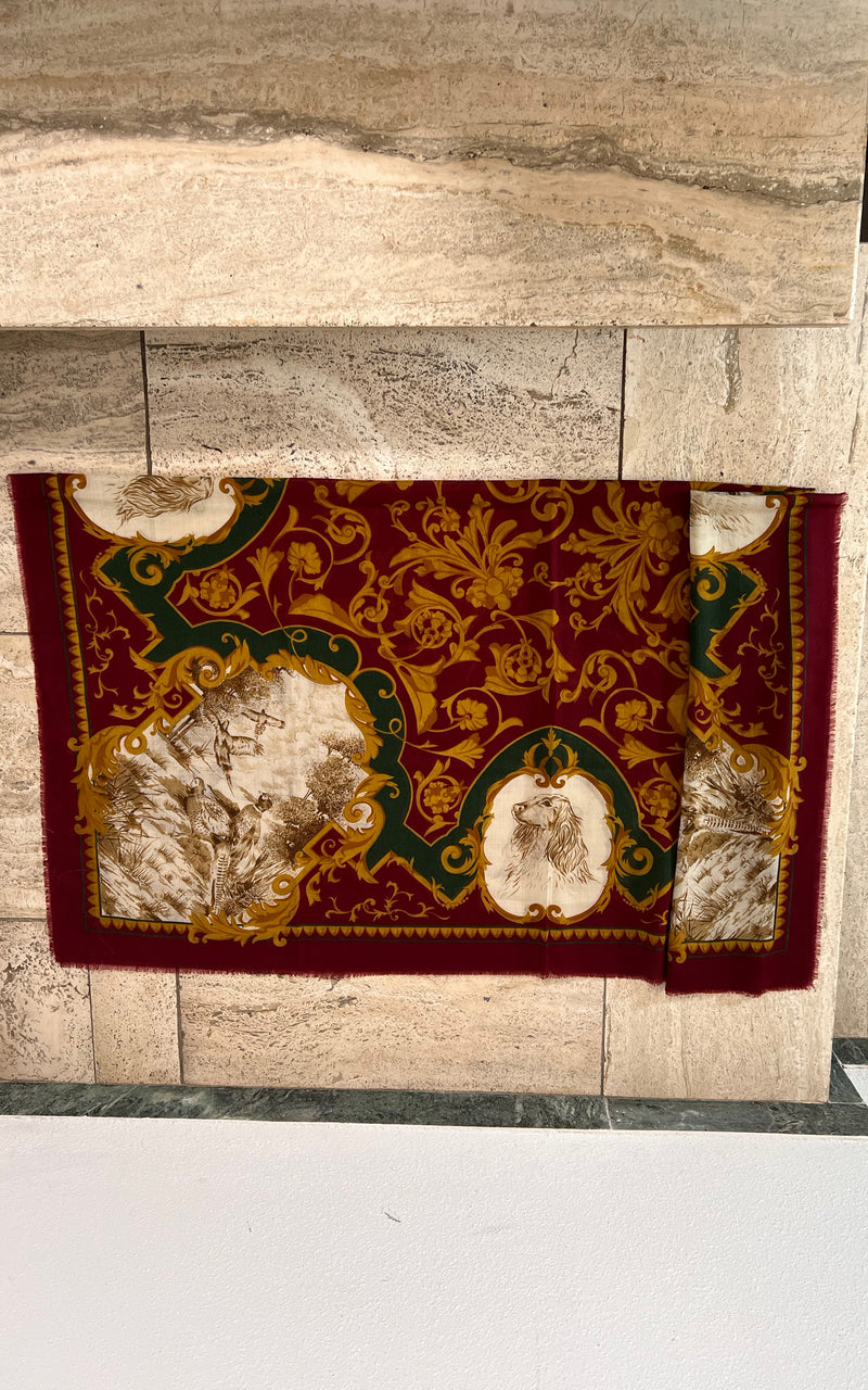 Vintage Big Wool Scarf Hunting Dogs