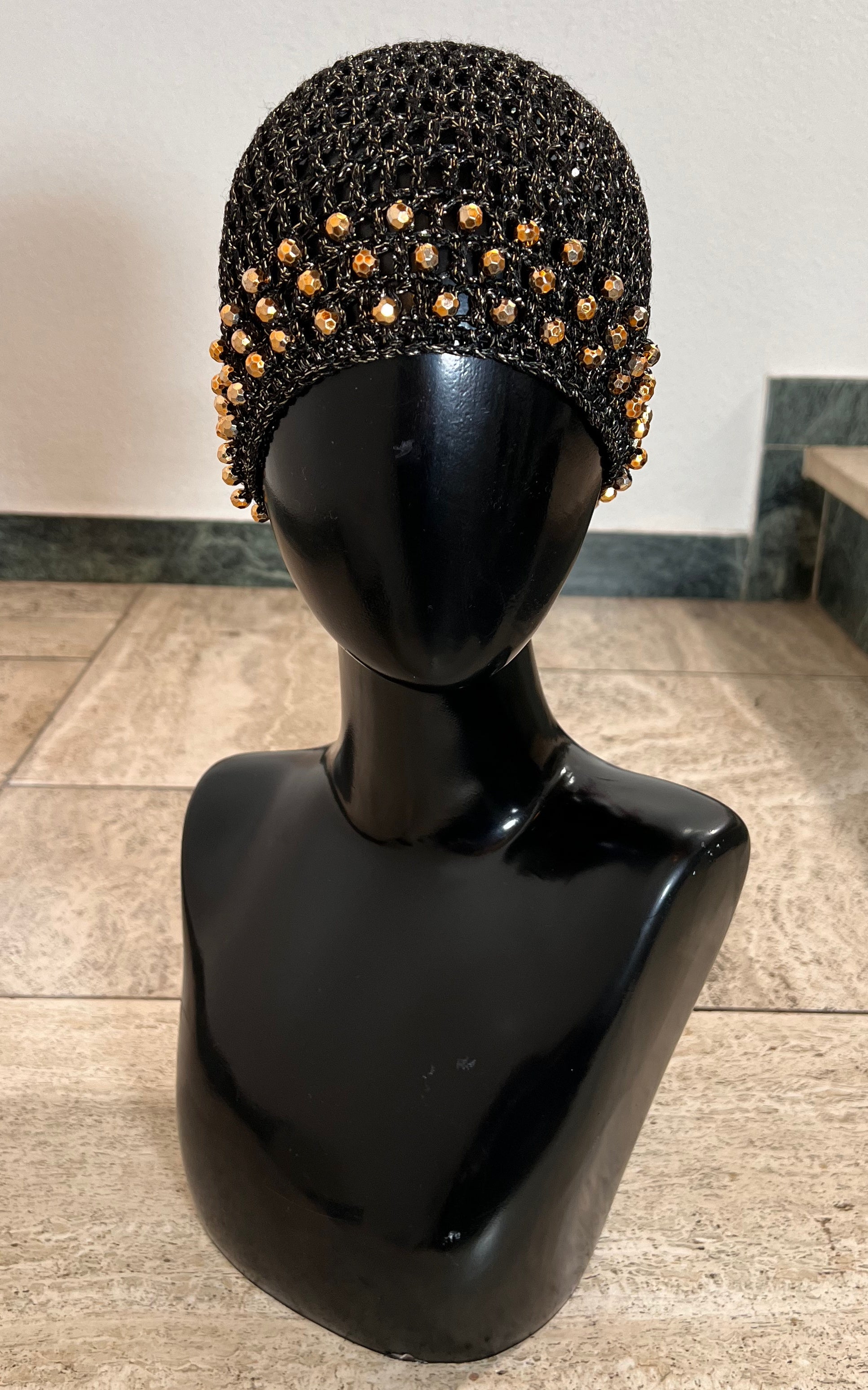 Vintage Metal Yarn Crcohet Hat