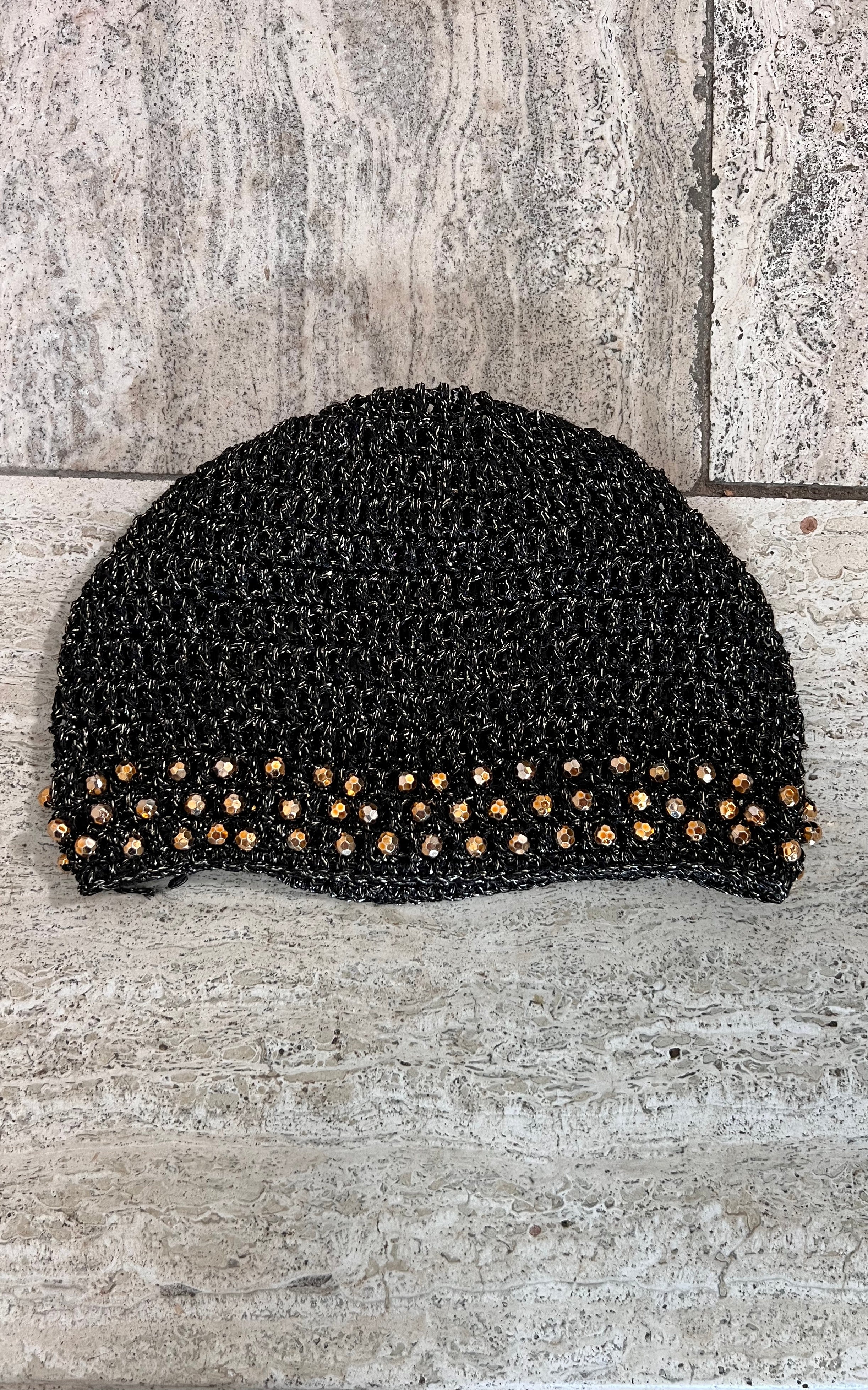 Vintage Metal Yarn Crcohet Hat