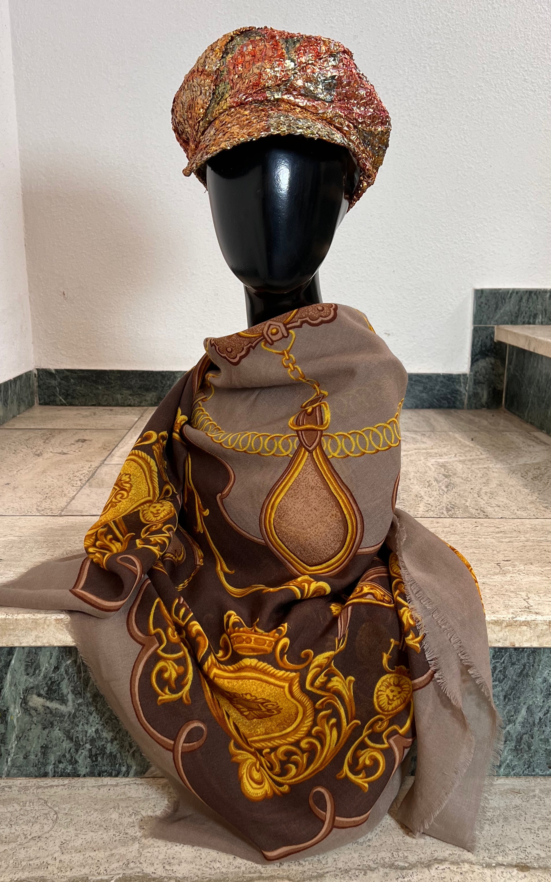 Vintage Big Wool Riding Motiv Scarf