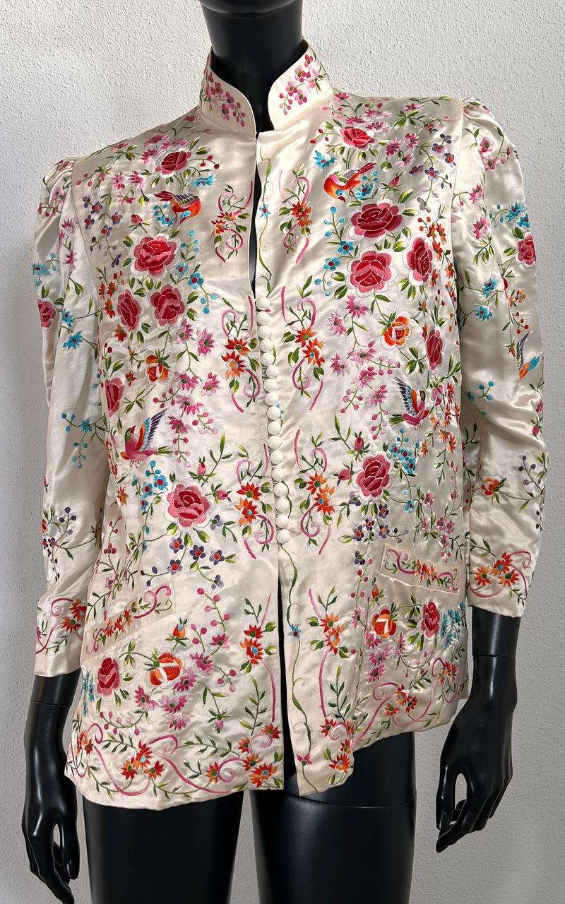 Vintage Embroidered Chinese Silk Blouse