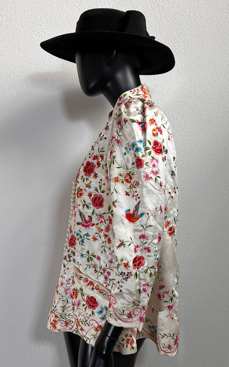Vintage Embroidered Chinese Silk Blouse