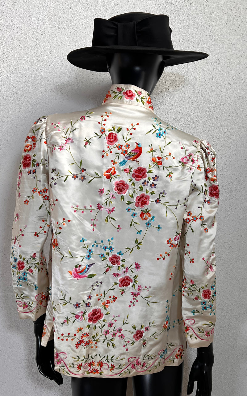 Vintage Embroidered Chinese Silk Blouse
