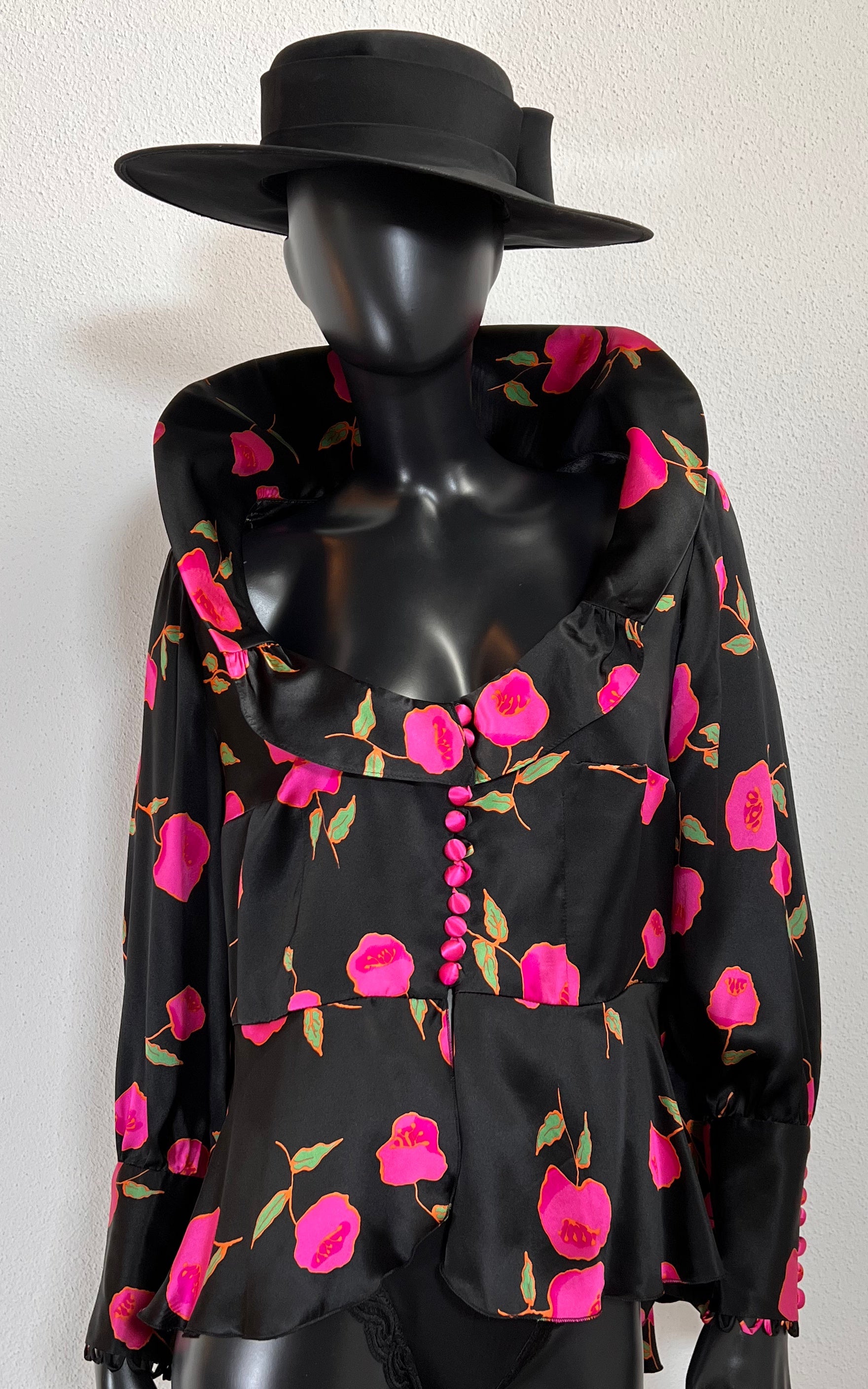 Vintage Big Collar Silk Blouse