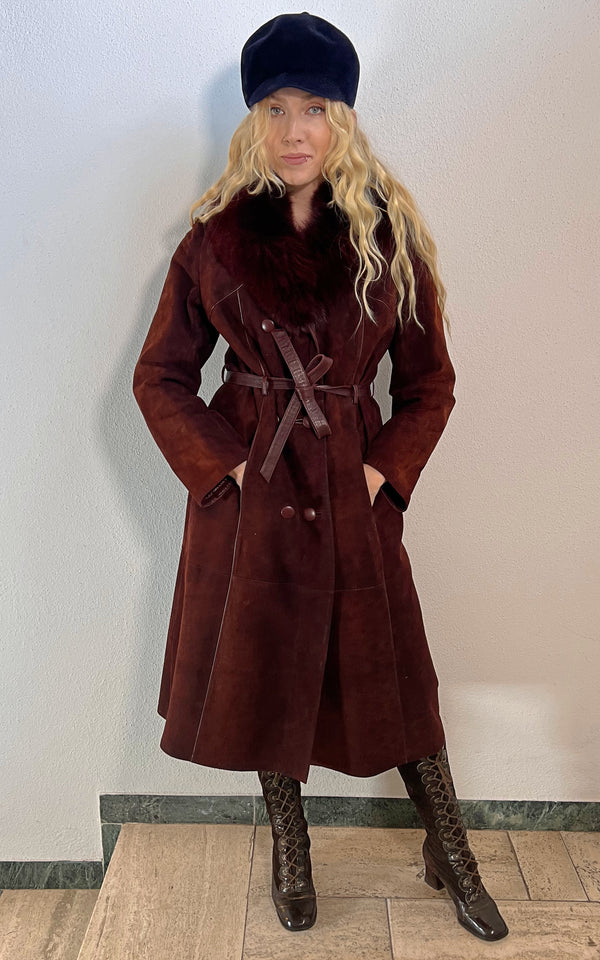 Vintage 70s Maron Shearling Coat