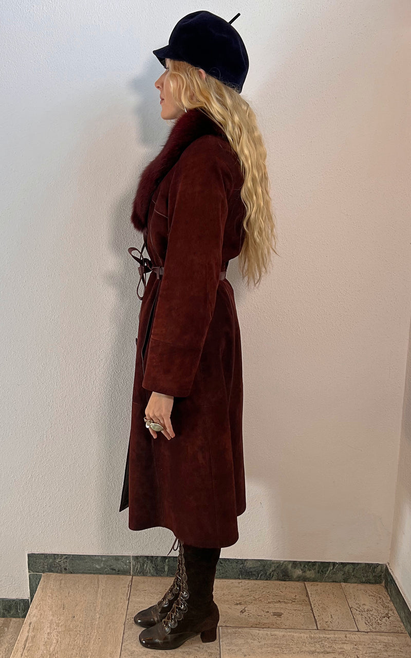 Vintage 70s Maron Shearling Coat