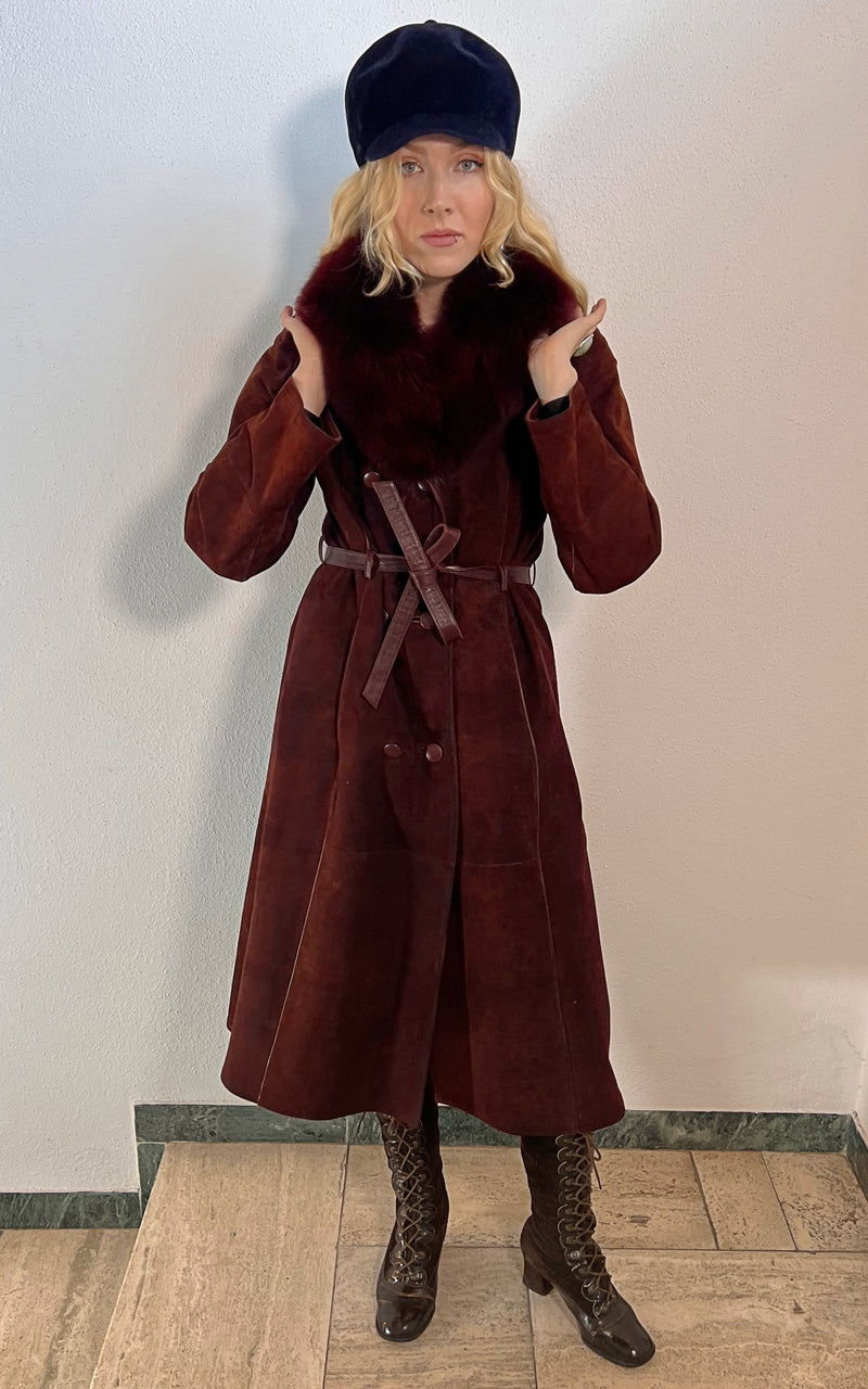 Vintage 70s Maron Shearling Coat