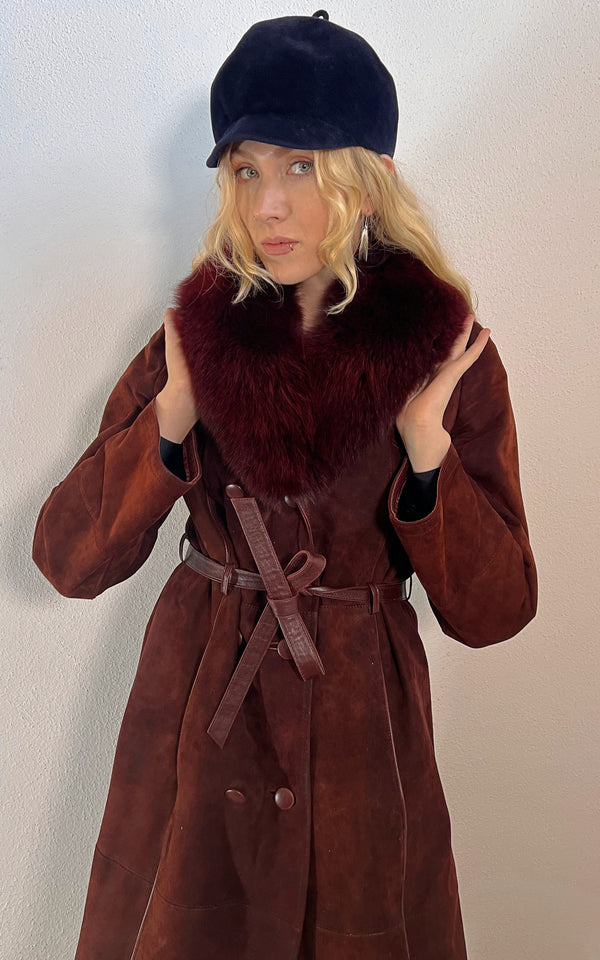 Vintage 70s Maron Shearling Coat