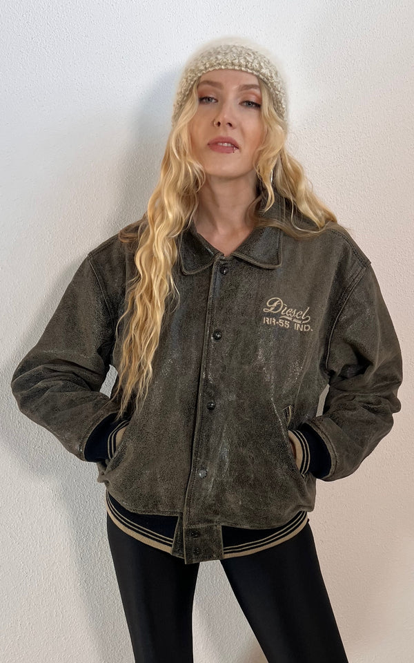 Vintage 90s Diesel Leather Bomber Jacket