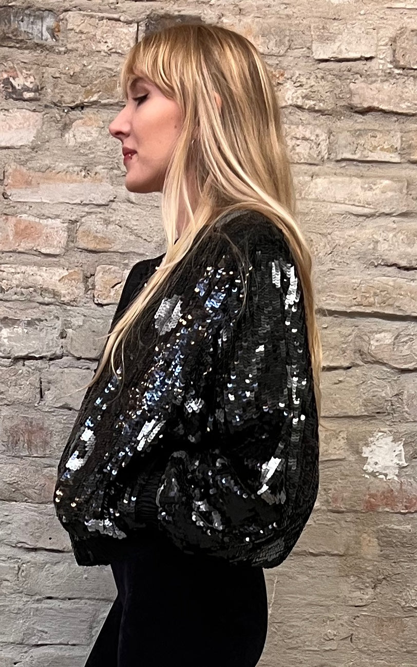 Vintage Snake Sequin Bomber Jacket