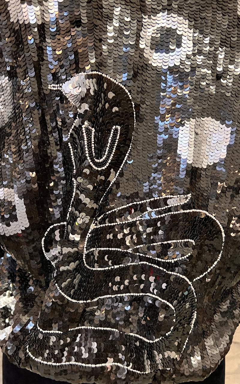 Vintage Snake Sequin Bomber Jacket