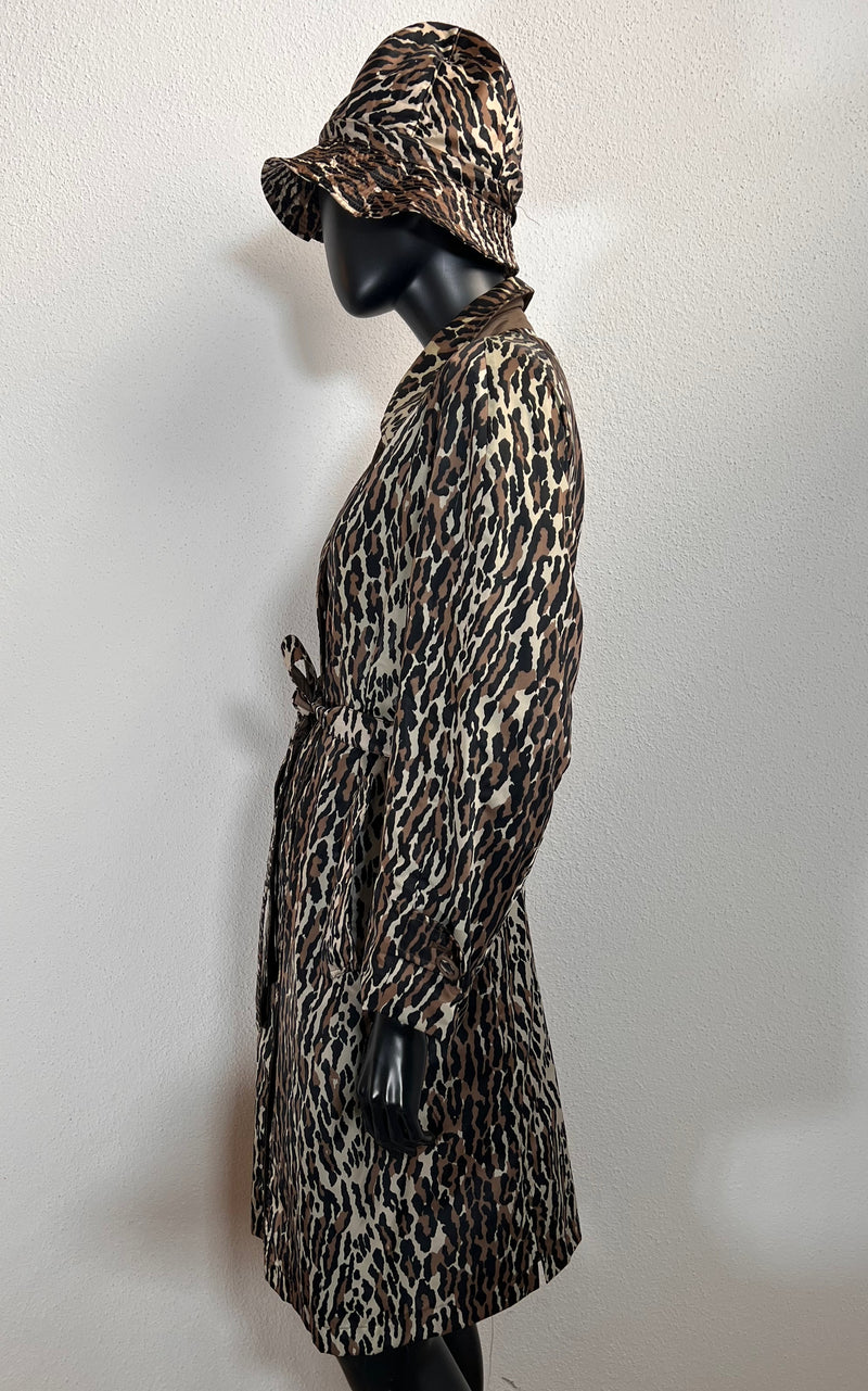Vintage 60s Leopard Raincoat and Bucket Hat