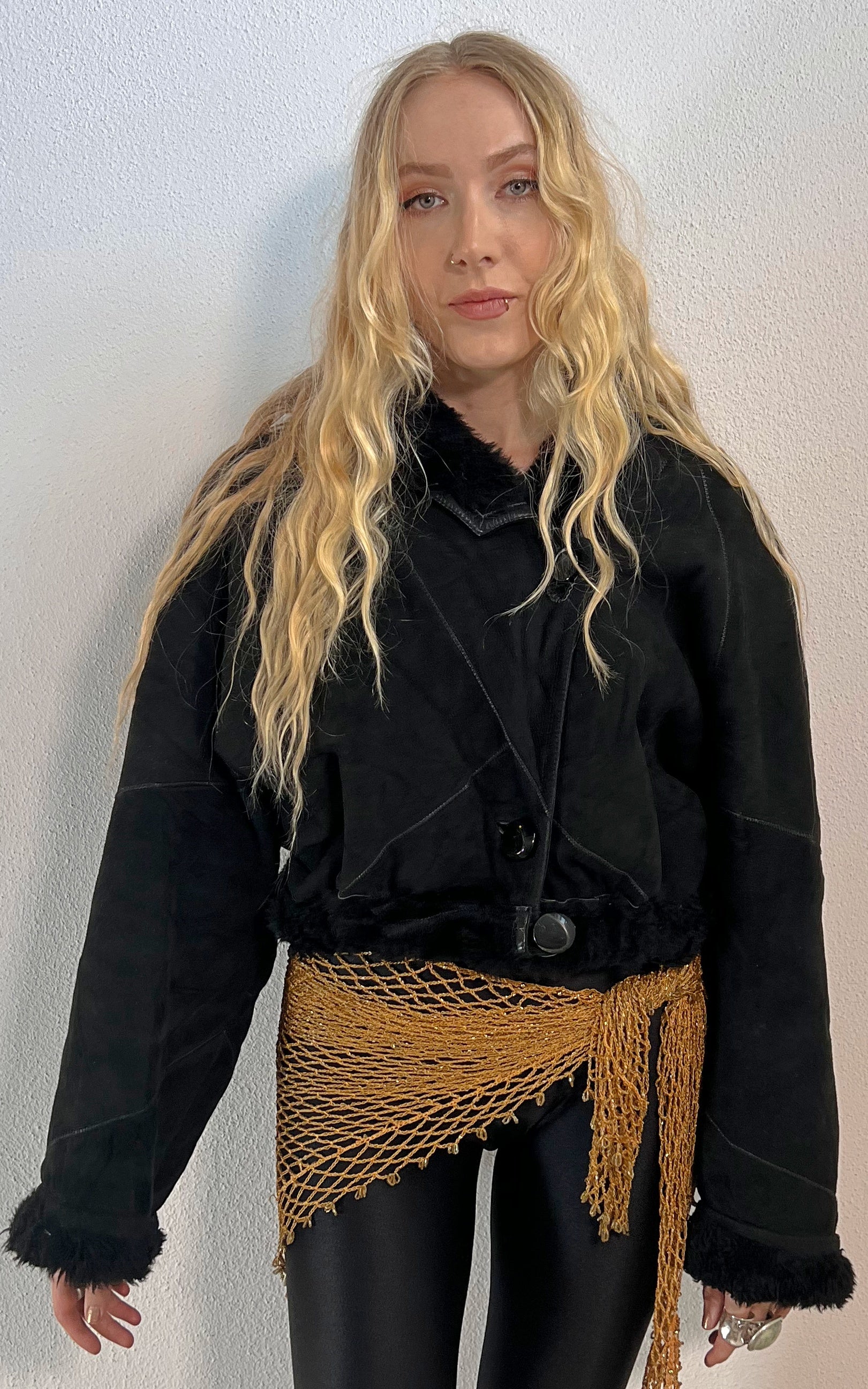 Vintage Cropped Shearling Jacket