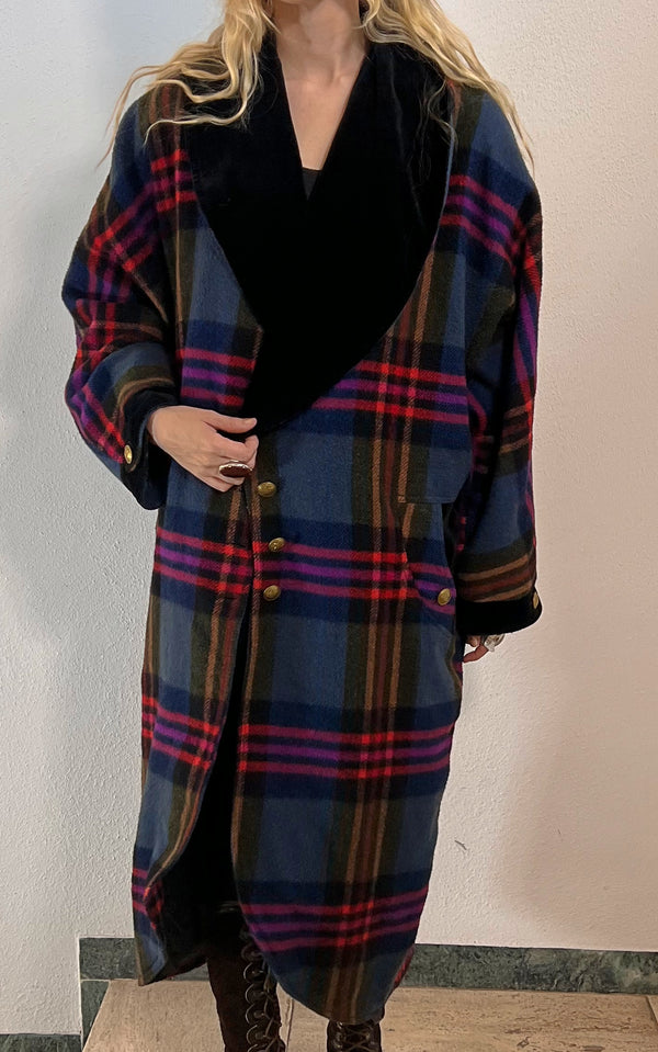 Vintage Tartan Wool Coat
