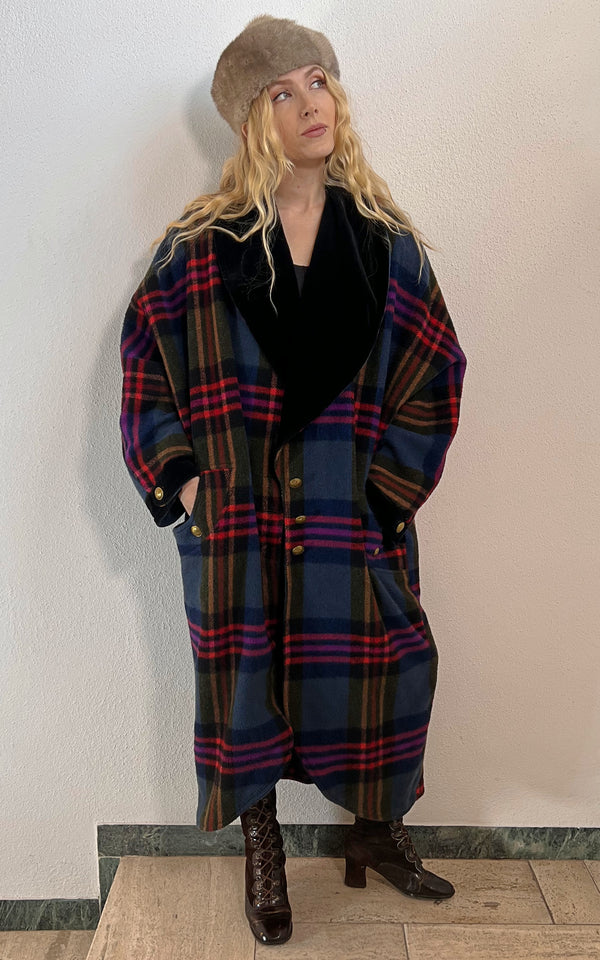 Vintage Tartan Wool Coat