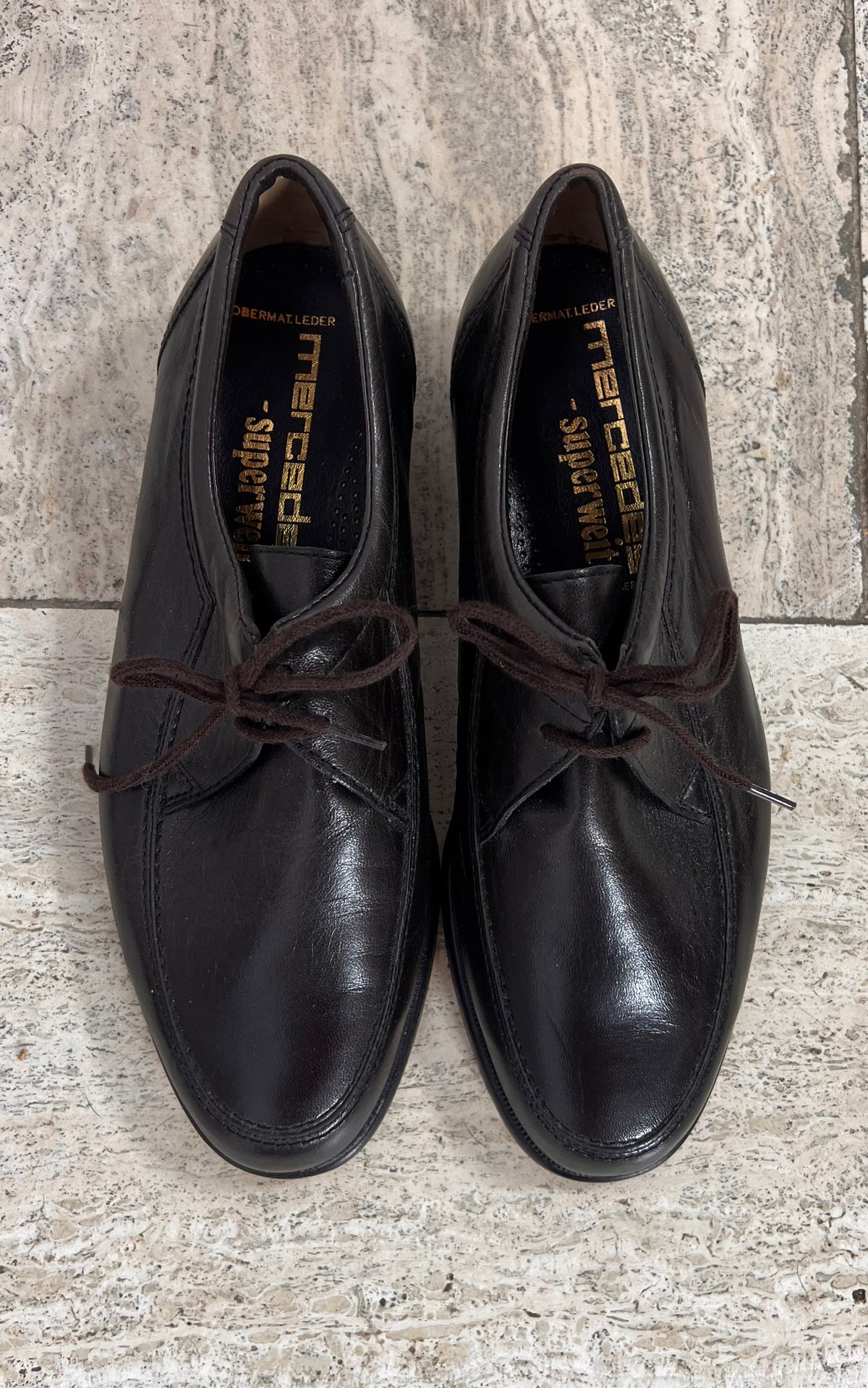 Vintage MENS Mercedes Dark Brown Leather Lace-Up Shoes 40
