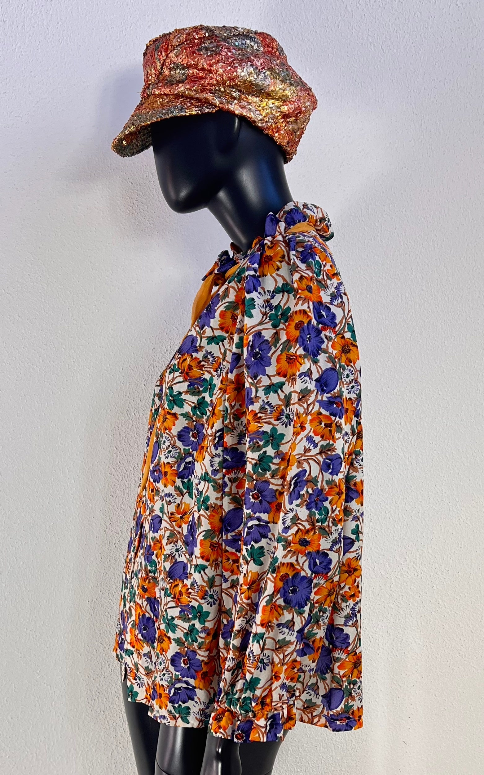 Vintage 70s Flower Silk Blouse
