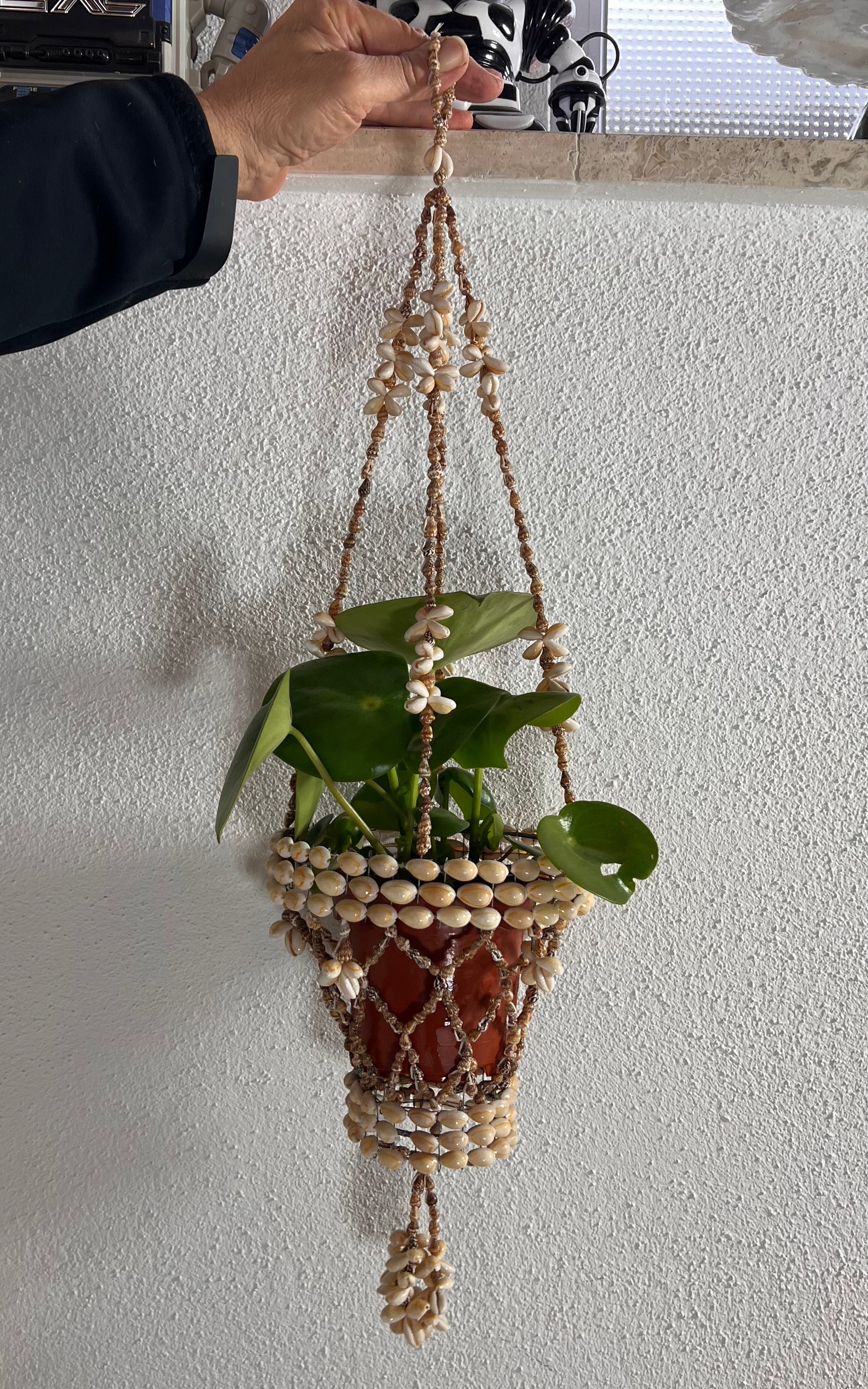 Vintage Shell Hanging Planter Holder