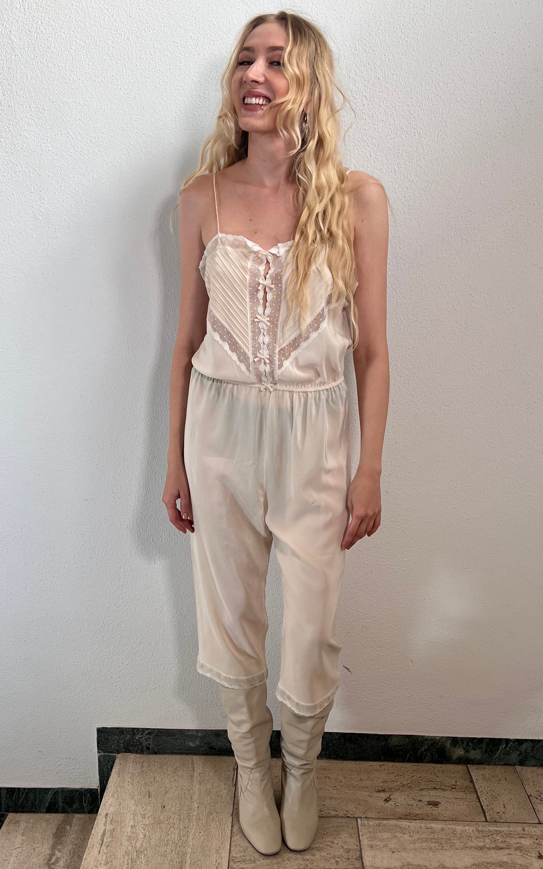 Vintage Silk Romper and Jacket Set