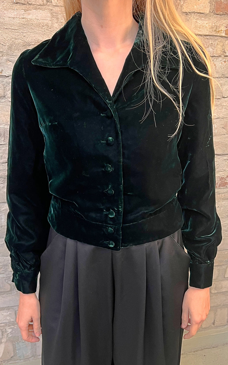 Vintage 40s Darkgreen Velvet Jacket