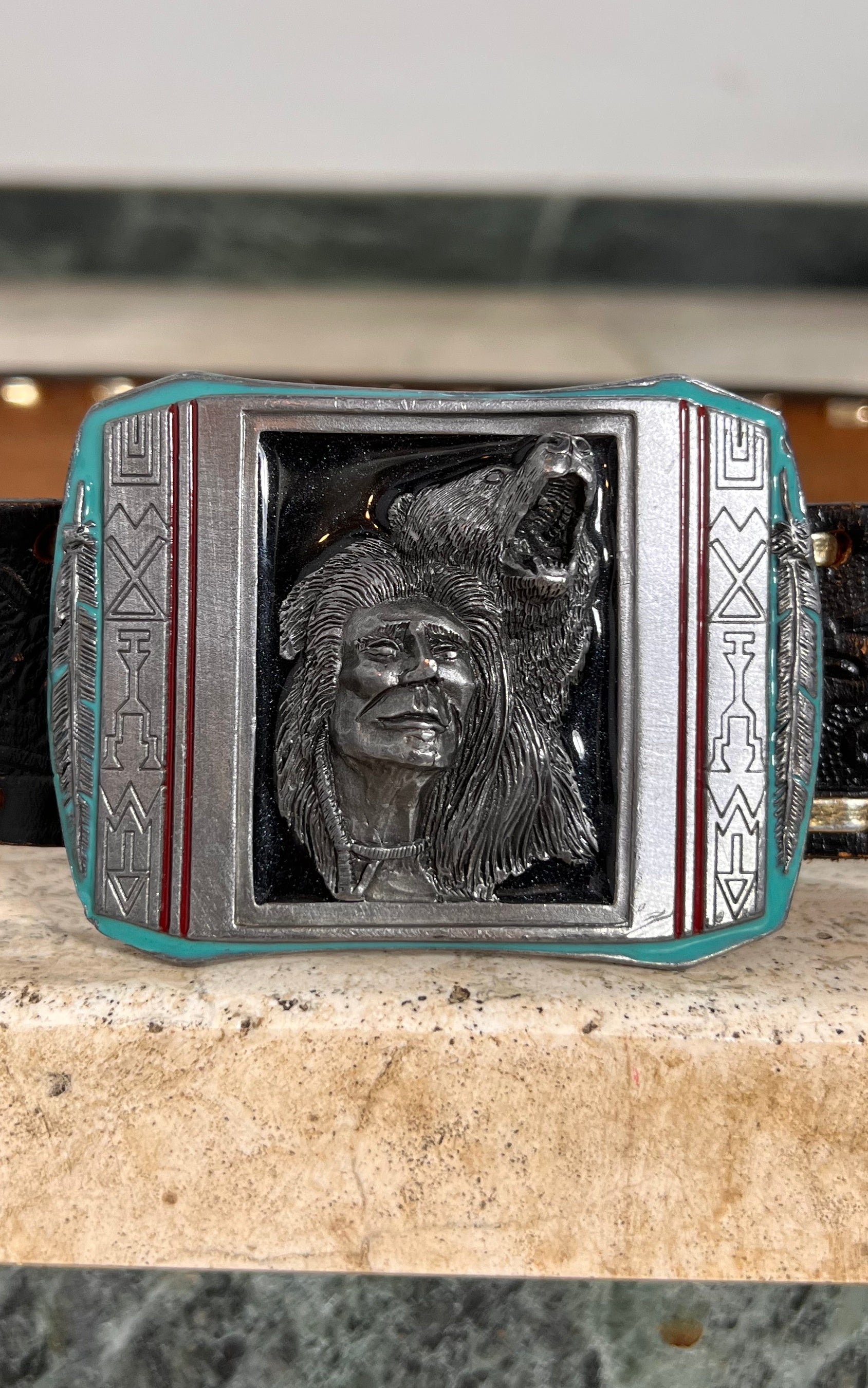 Vintage MENS ''Native American Bear ' The Guardian' by Johnny Lee Gibson Belt